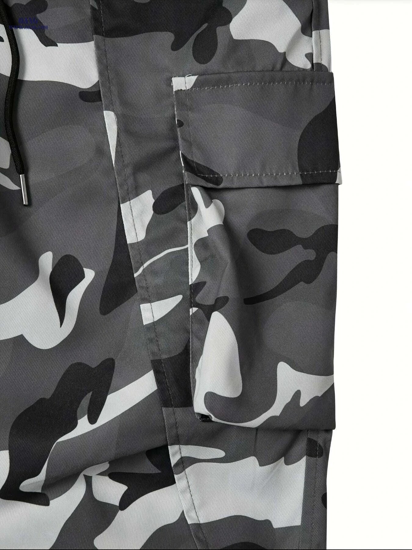 Men’s Camouflage Cargo Pants - Loose Fit, Multiple Pockets, All-Season   OAXG Grey Camouflage / S