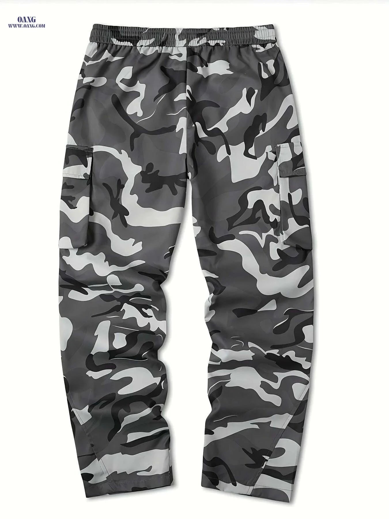 Men’s Camouflage Cargo Pants - Loose Fit, Multiple Pockets, All-Season   OAXG Grey Camouflage / S