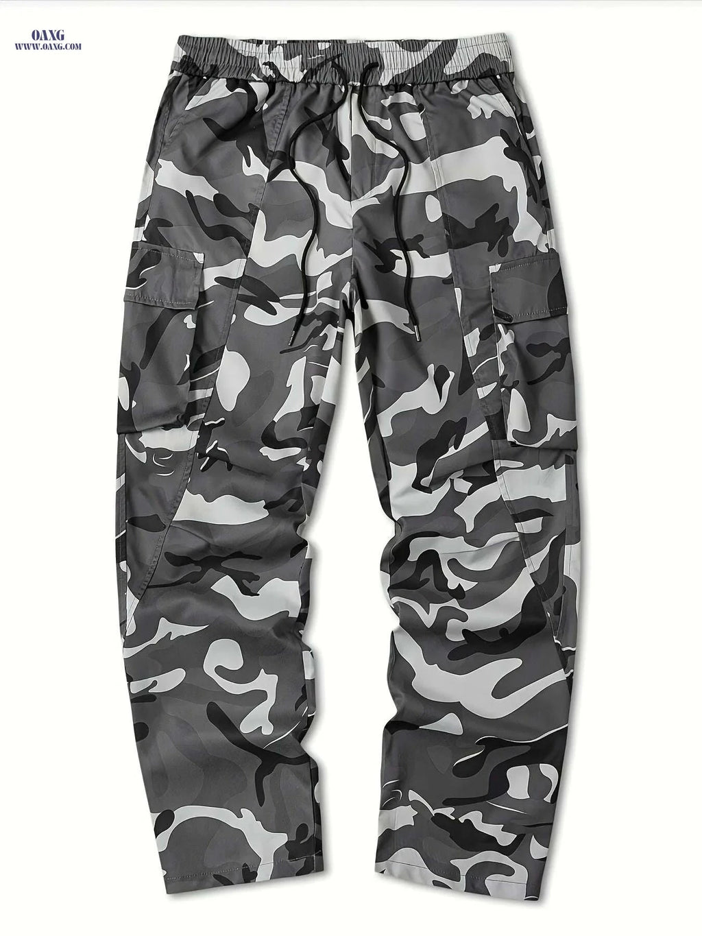 Men’s Camouflage Cargo Pants - Loose Fit, Multiple Pockets, All-Season   OAXG Grey Camouflage / S