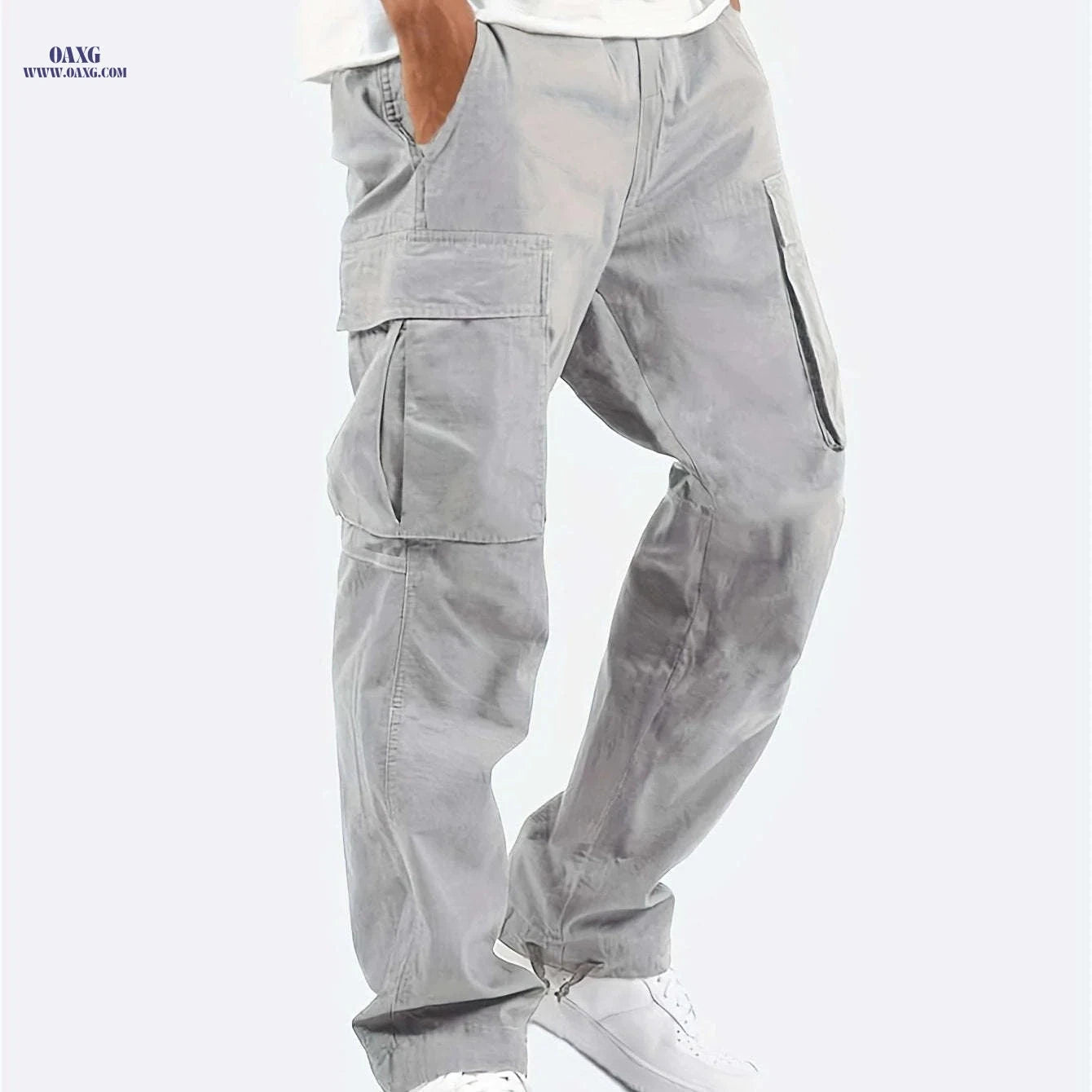 Men's Cargo Pants - Casual Drawstring, All-Season, Regular Fit   OAXG Black / FR S