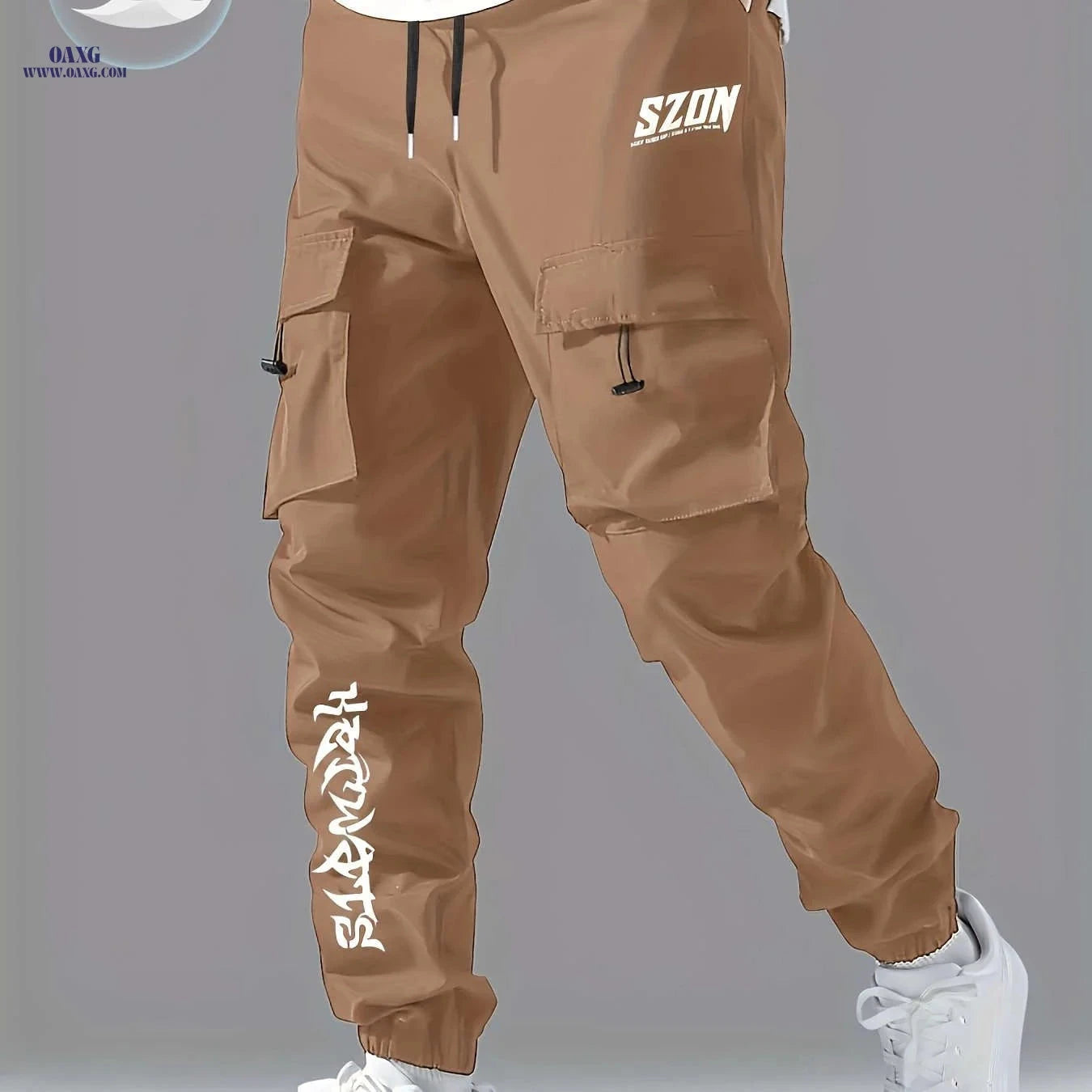 Men's Cargo Pants - Casual Loose Fit in Solid Color Polyester   OAXG 