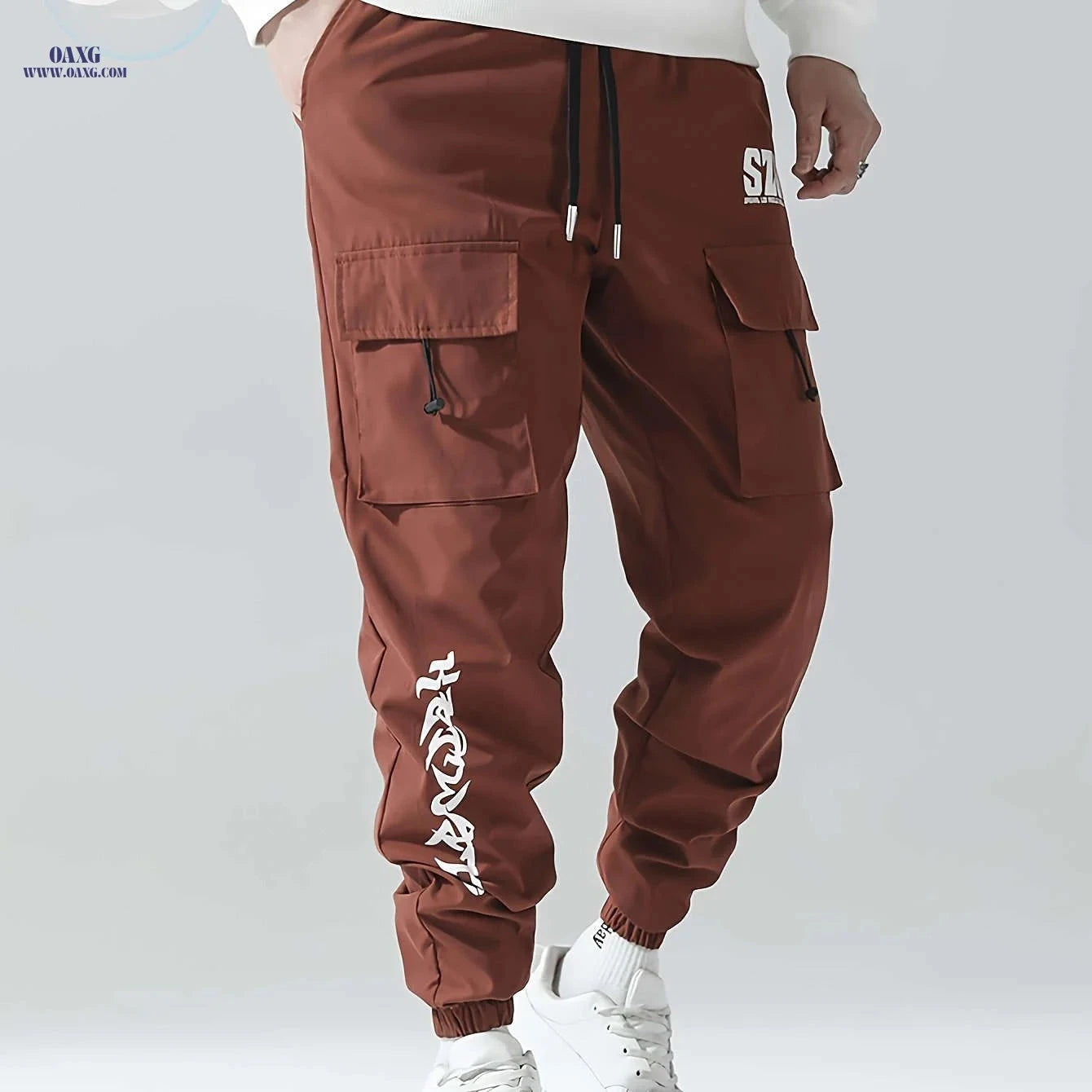 Men's Cargo Pants - Casual Loose Fit in Solid Color Polyester   OAXG Grey / FR S