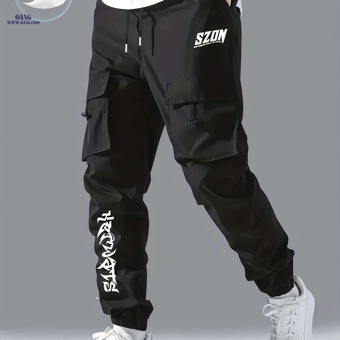 Men's Cargo Pants - Casual Loose Fit in Solid Color Polyester   OAXG Grey / FR S
