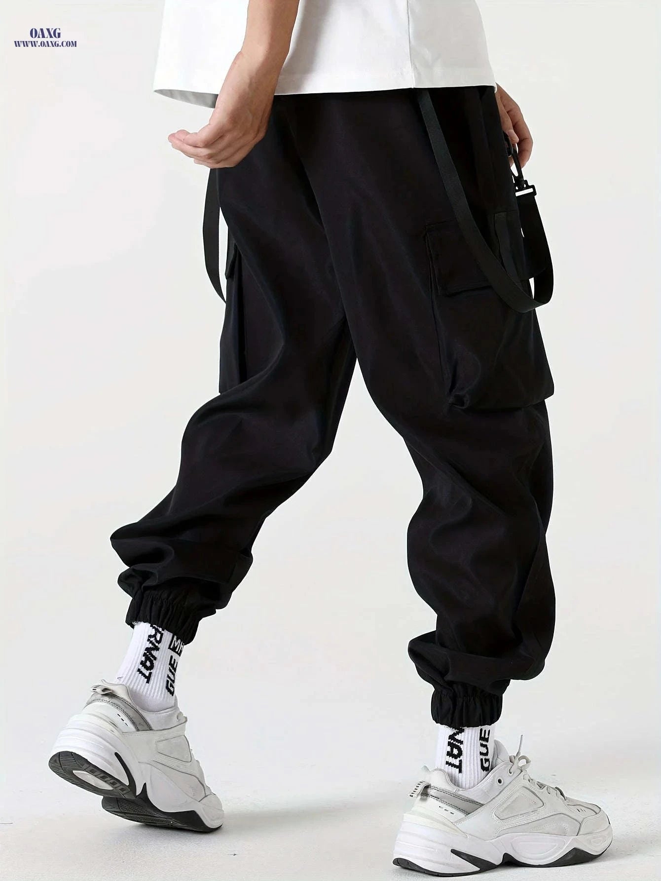 Men's Cargo Pants - Casual Solid Color, All-Season Polyester Fit   OAXG 
