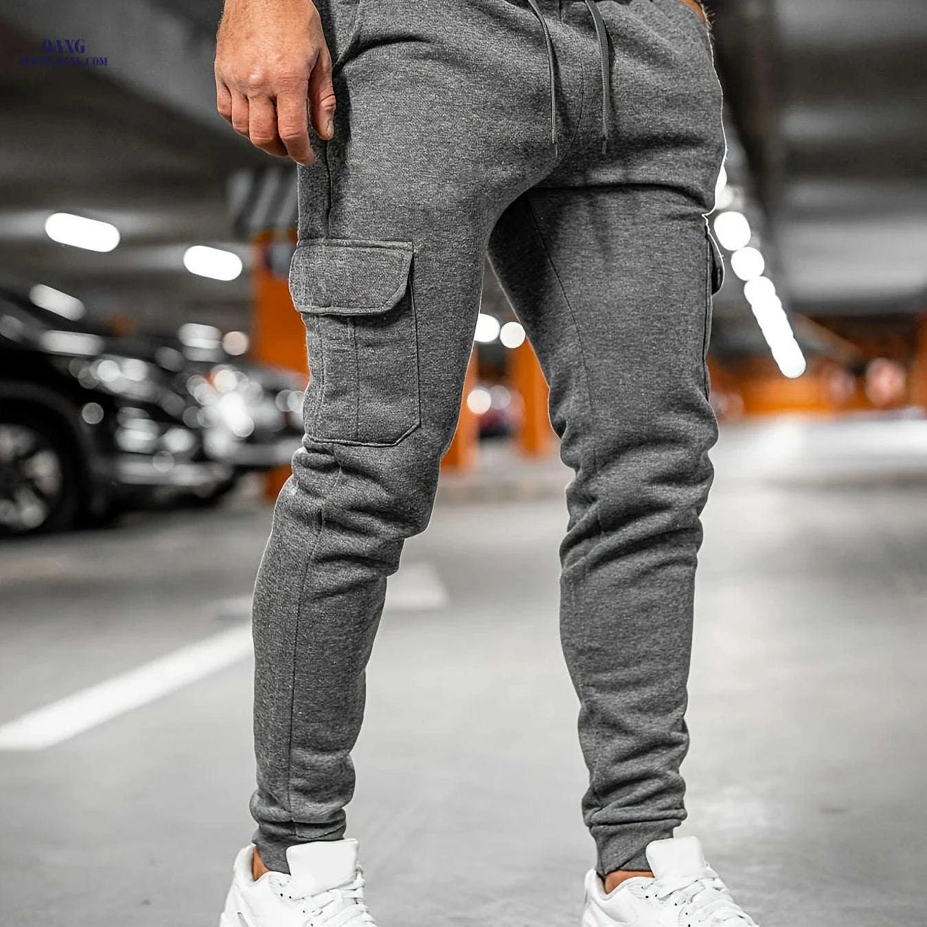 Men’s Cargo Pants - Fleece-Lined, Tapered, and Durable Drawstring Design   OAXG Light Grey / FR S