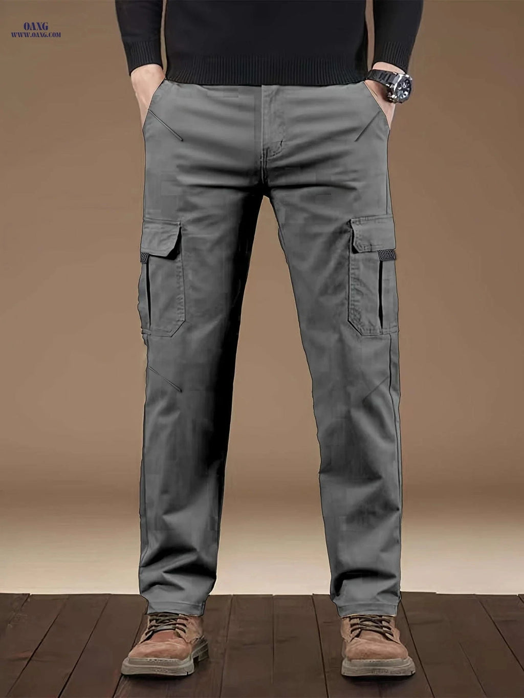 Men's Cargo Pants & Joggers - Regular Fit, Drawstring Waist Style   OAXG Black / FR S