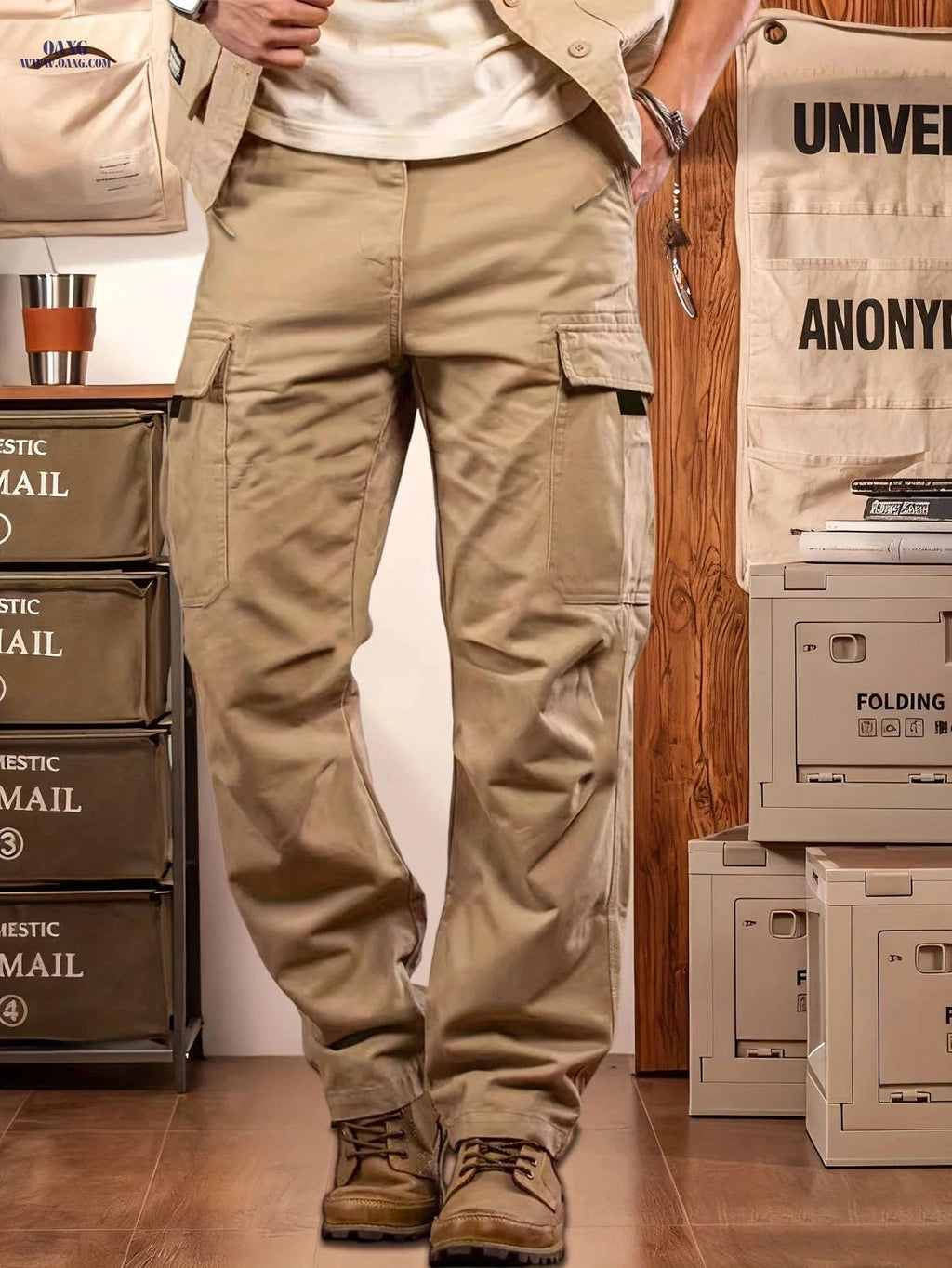 Men's Cargo Pants & Joggers - Regular Fit, Drawstring Waist Style   OAXG Black / FR S