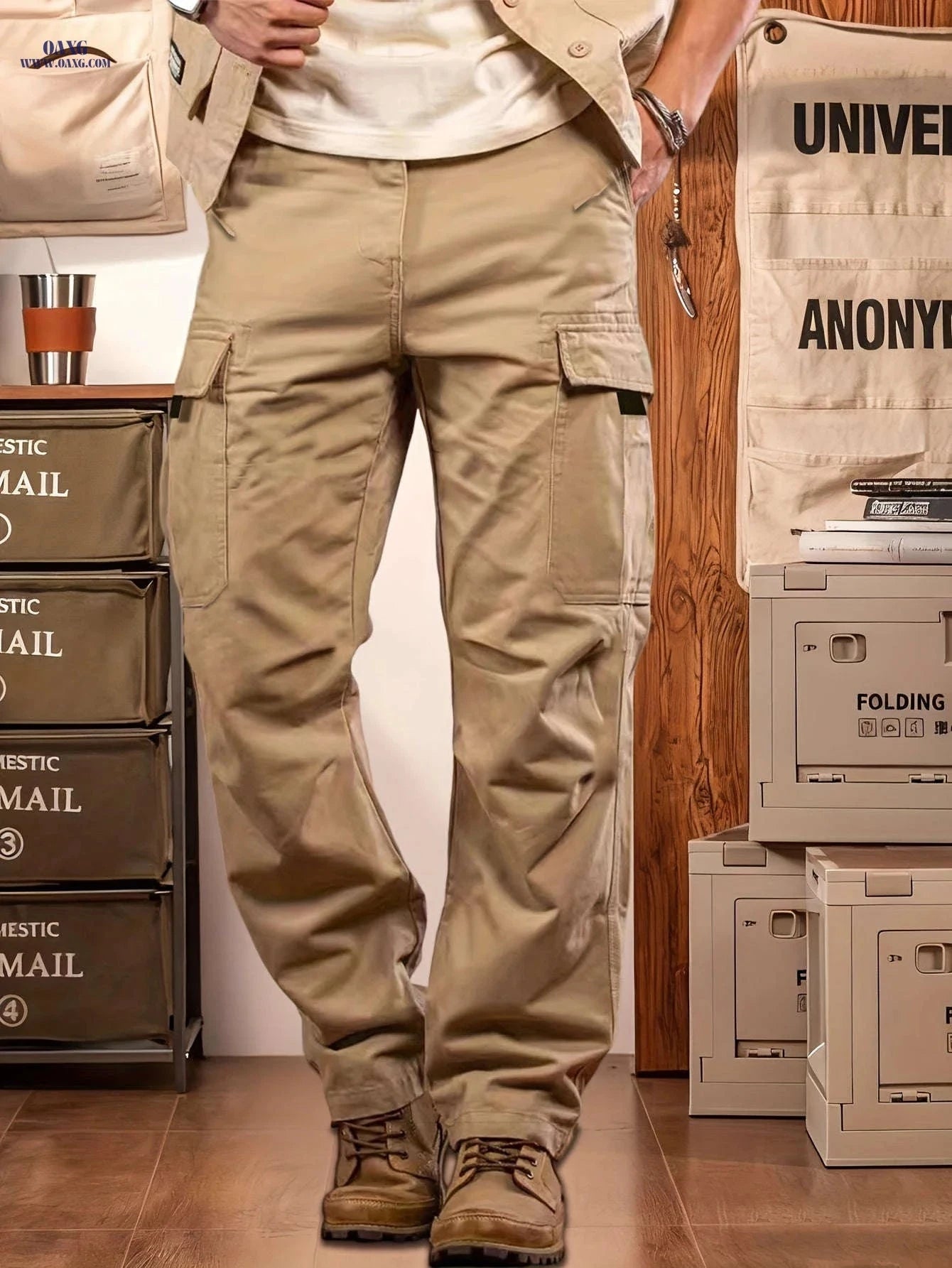 Men's Cargo Pants & Joggers - Regular Fit, Drawstring Waist Style   OAXG Black / FR S