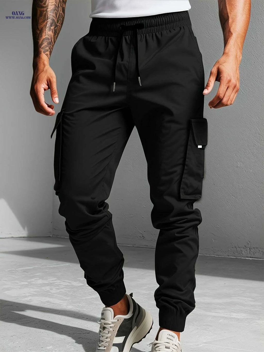 Men's Cargo Pants - Non-Stretch Utility Trousers for Work & Casual   OAXG Black / XS