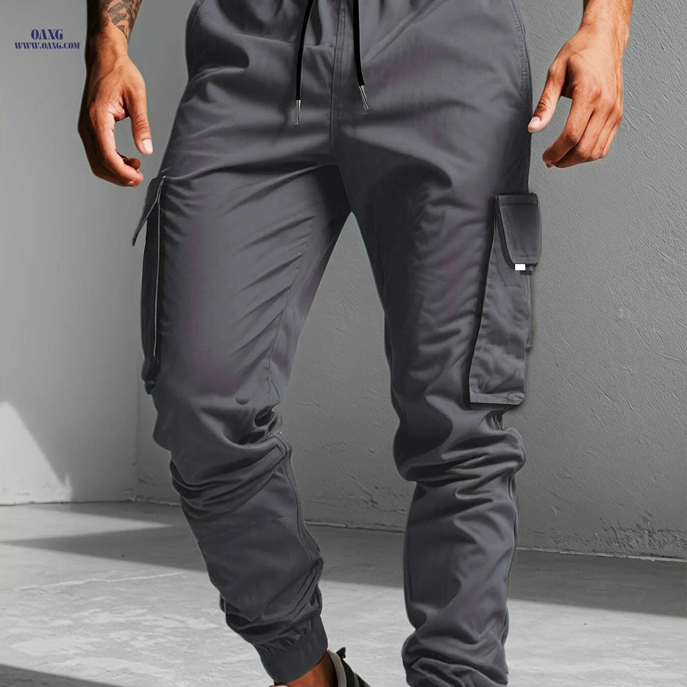 Men's Cargo Pants - Non-Stretch Utility Trousers for Work & Casual   OAXG Black / XS