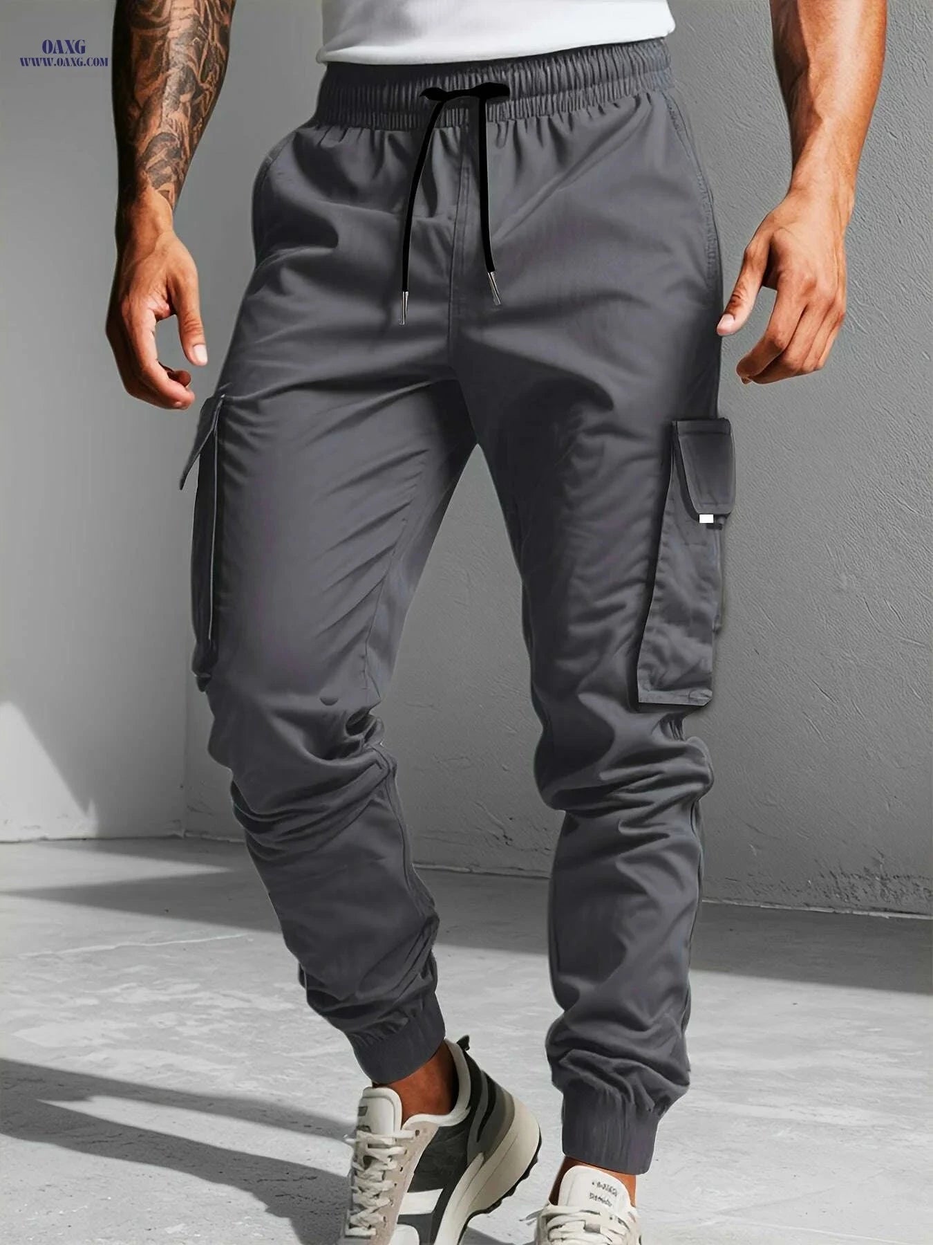 Men's Cargo Pants - Non-Stretch Utility Trousers for Work & Casual   OAXG Black / XS