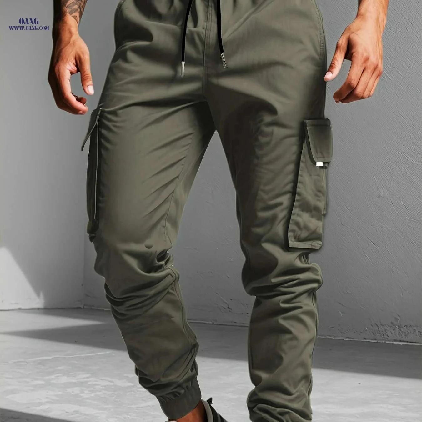 Men's Cargo Pants - Non-Stretch Utility Trousers for Work & Casual   OAXG 