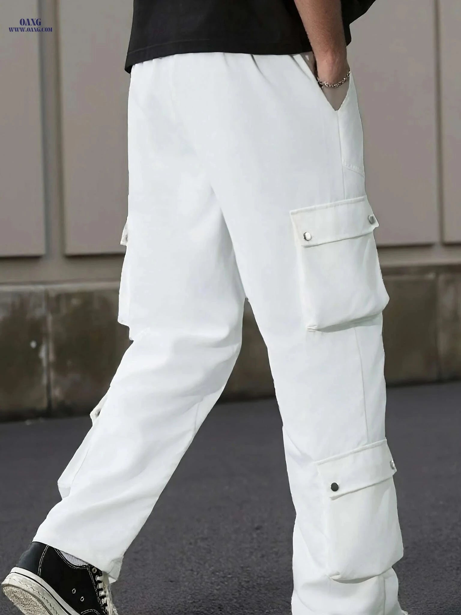Men's Cargo Pants - Relaxed Fit Multi-Pocket Casual Workwear   OAXG White / XS