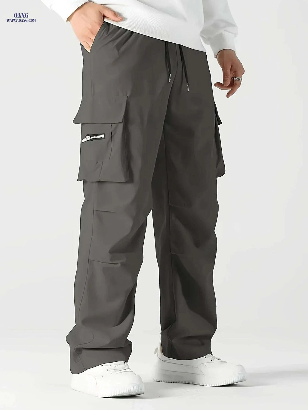 Men's Cargo Pants - Stylish Relaxed Fit with Multiple Pockets   OAXG Black / FR S