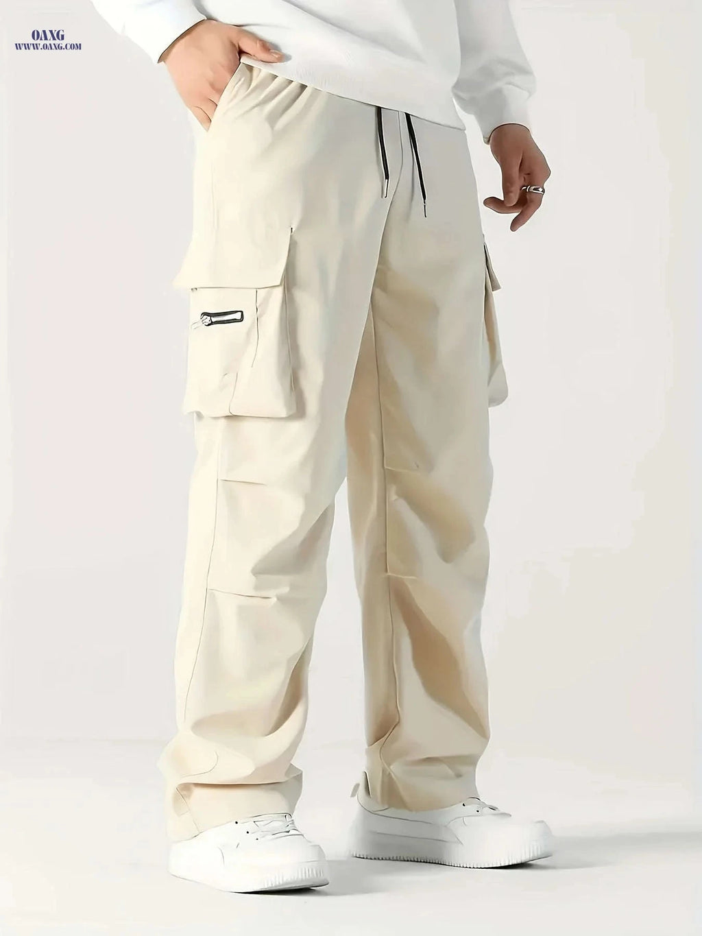 Men's Cargo Pants - Stylish Relaxed Fit with Multiple Pockets   OAXG Black / FR S
