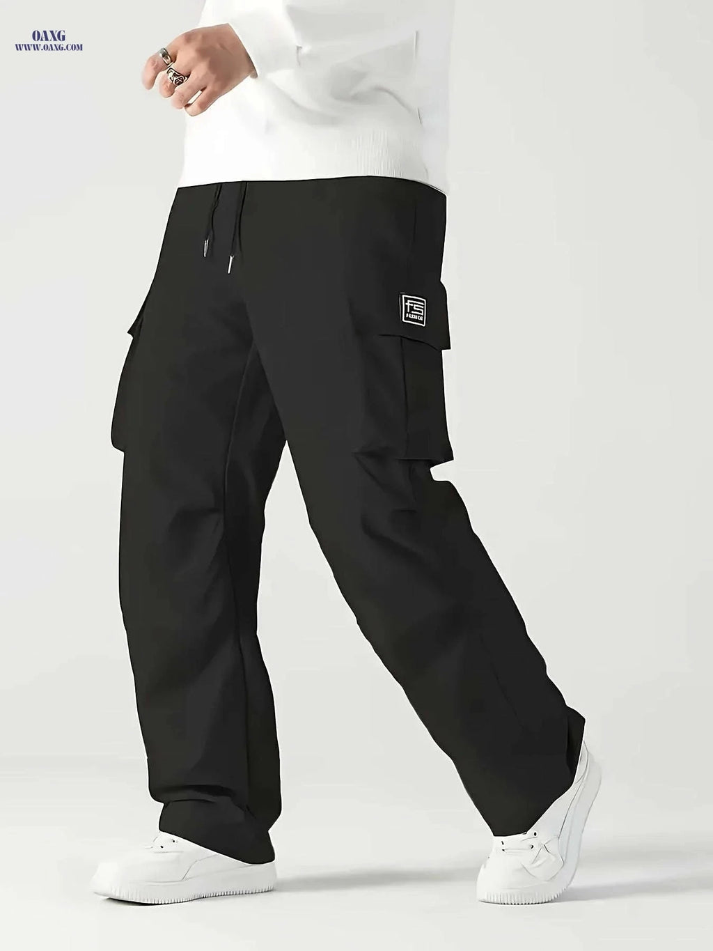 Men's Cargo Pants - Stylish Relaxed Fit with Multiple Pockets   OAXG Black / FR S