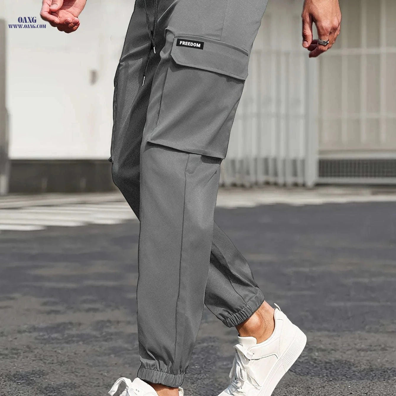 Men's Cargo Pants with Drawstring Waist - Casual Sports Style   OAXG 
