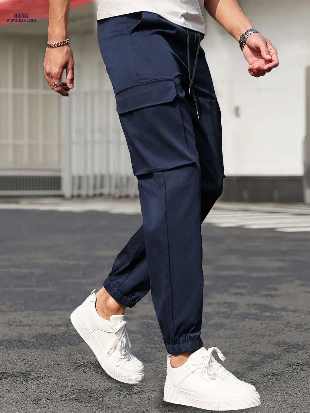 Men's Cargo Pants with Drawstring Waist - Casual Sports Style   OAXG Black / FR S