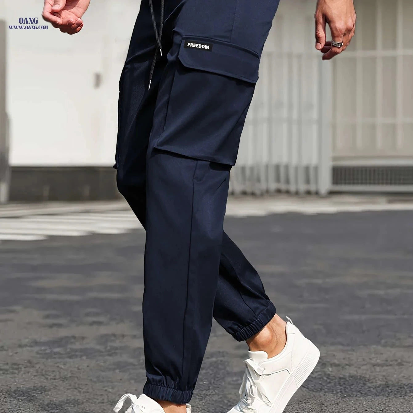 Men's Cargo Pants with Drawstring Waist - Casual Sports Style   OAXG 