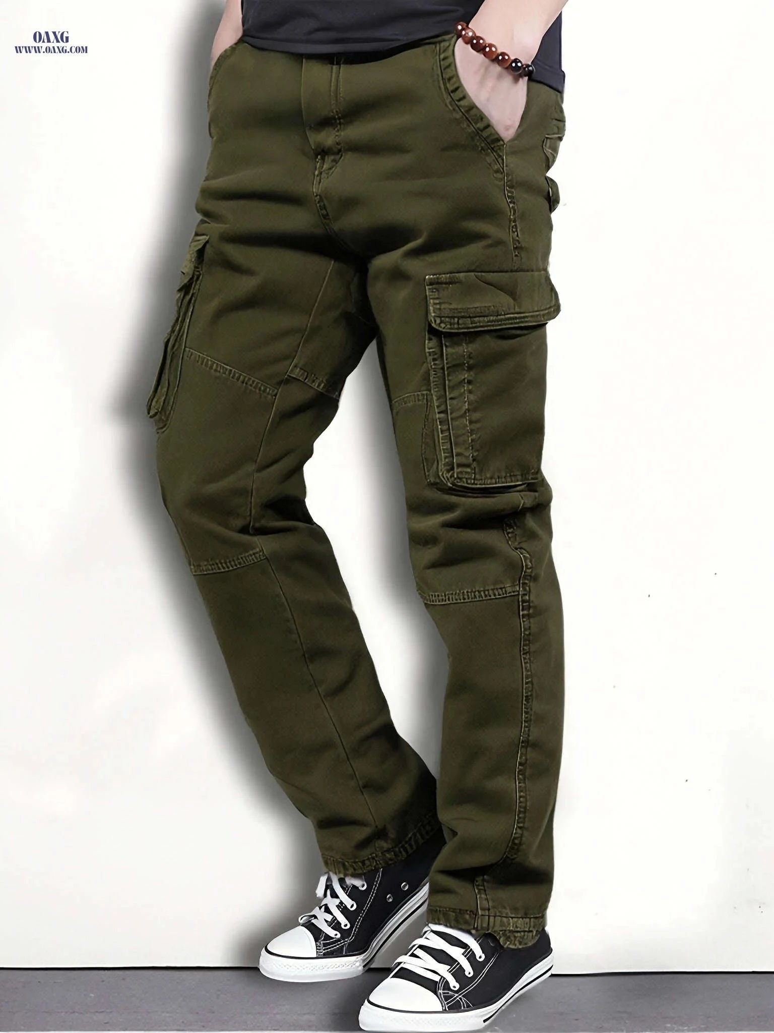 Men's Cargo Trousers - Cotton, Regular Fit, All-Season Style   OAXG 