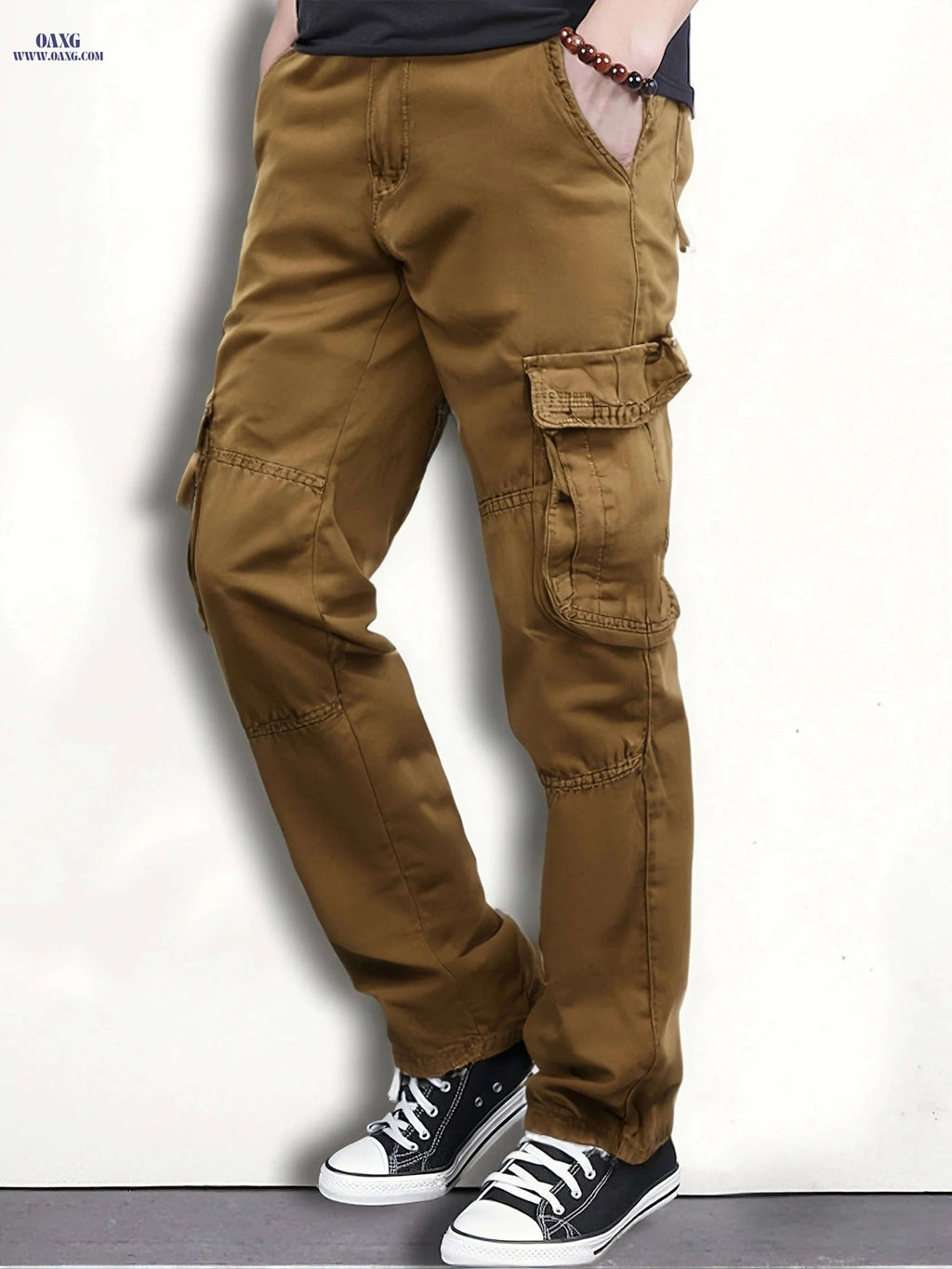 Men's Cargo Trousers - Cotton, Regular Fit, All-Season Style   OAXG 