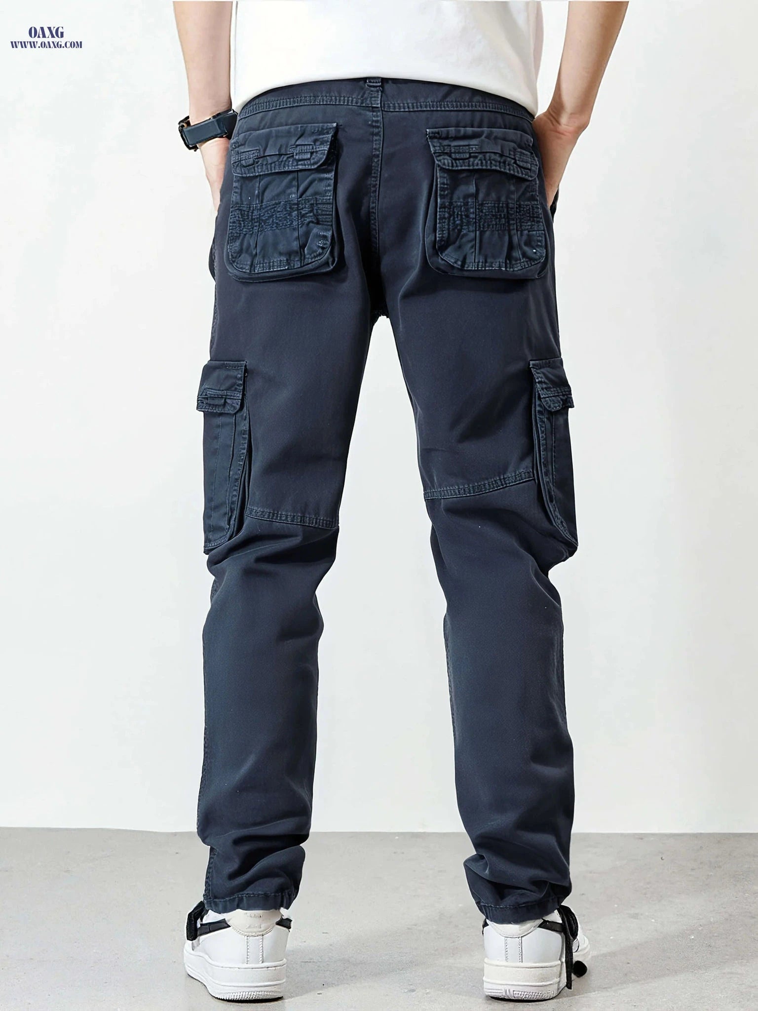 Men's Cargo Trousers - Cotton, Regular Fit, All-Season Style   OAXG 