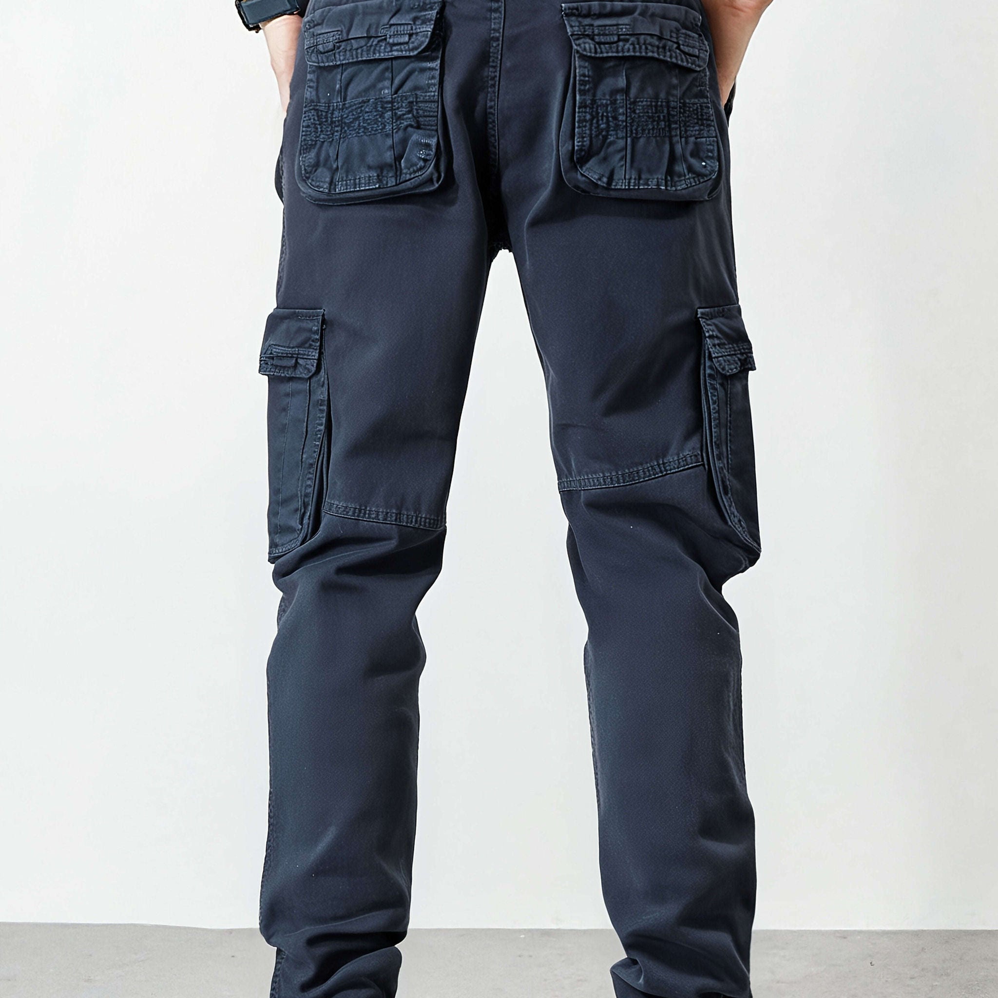Men's Cargo Trousers - Cotton, Regular Fit, All-Season Style   OAXG Black / FR 38
