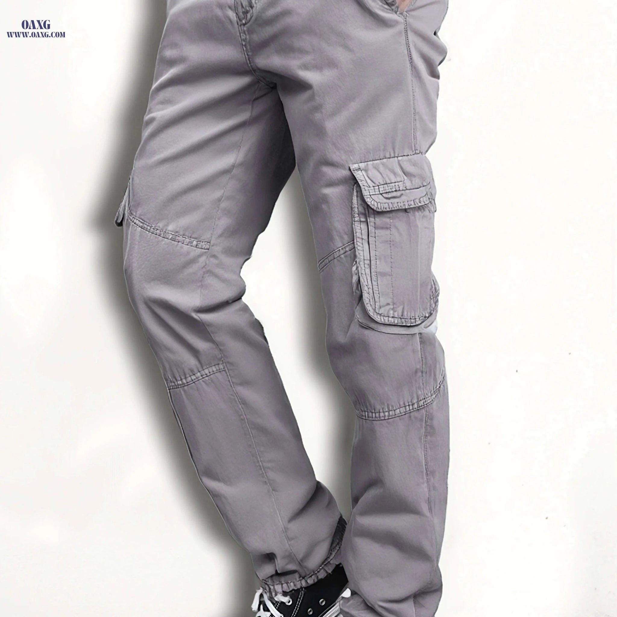 Men's Cargo Trousers - Cotton, Regular Fit, All-Season Style   OAXG Black / FR 38