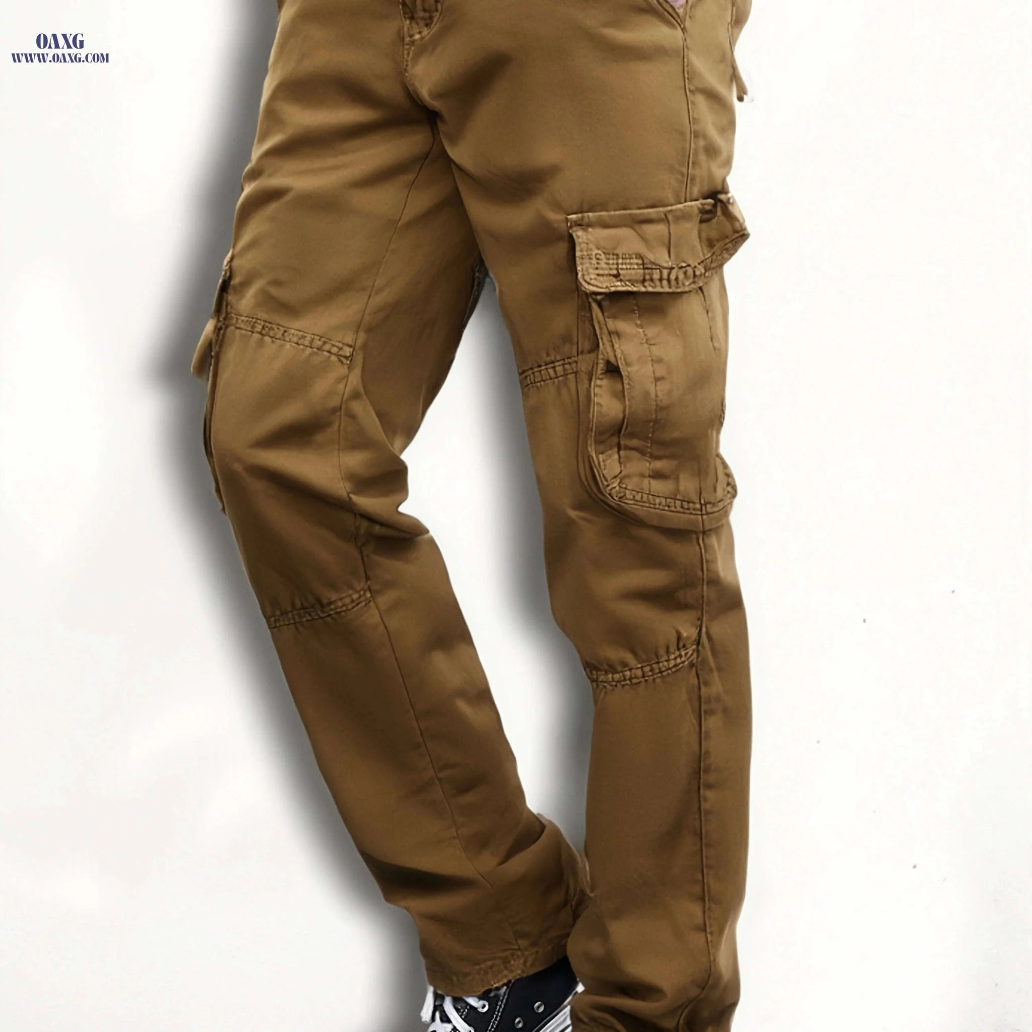 Men's Cargo Trousers - Cotton, Regular Fit, All-Season Style   OAXG Black / FR 38