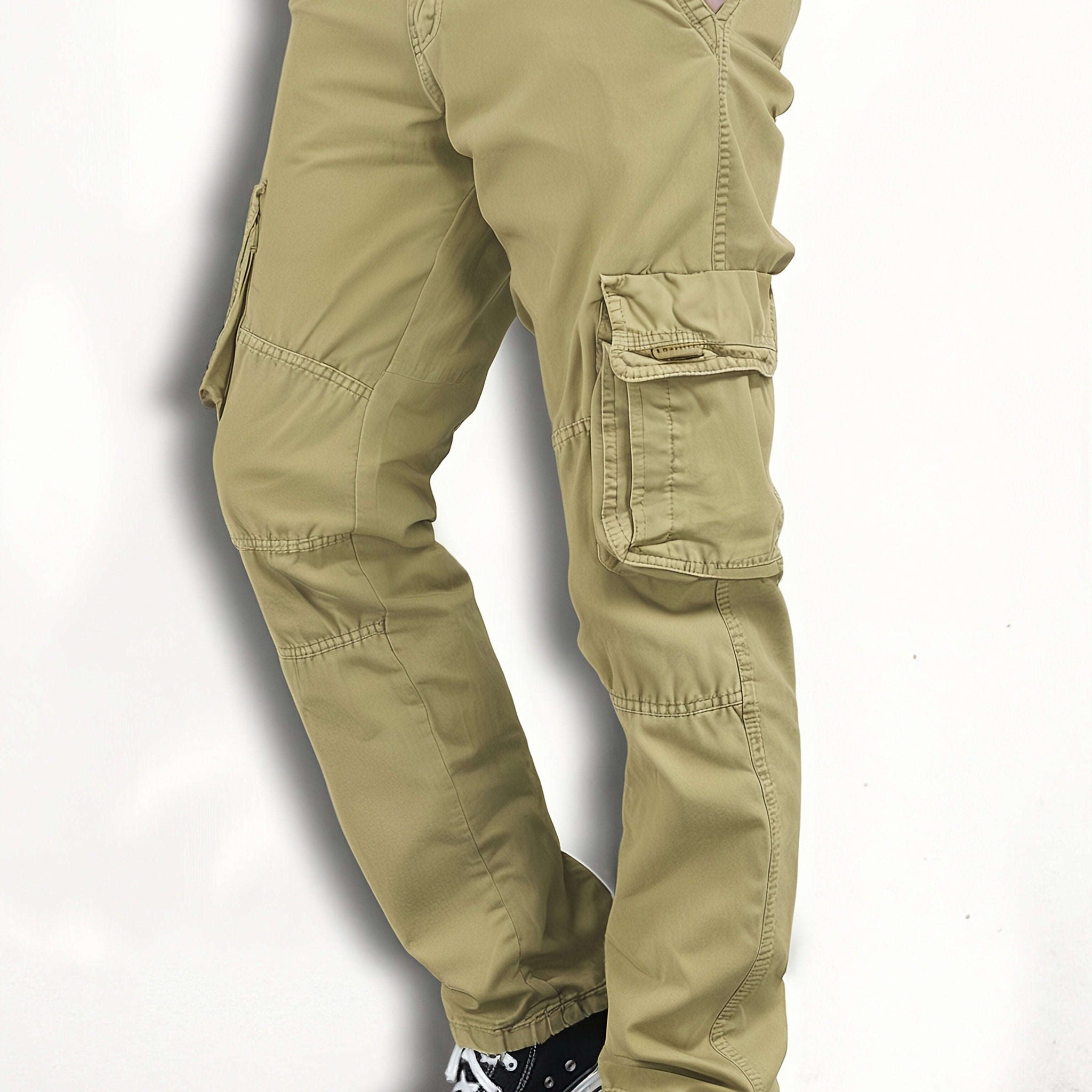 Men's Cargo Trousers - Cotton, Regular Fit, All-Season Style   OAXG Black / FR 38