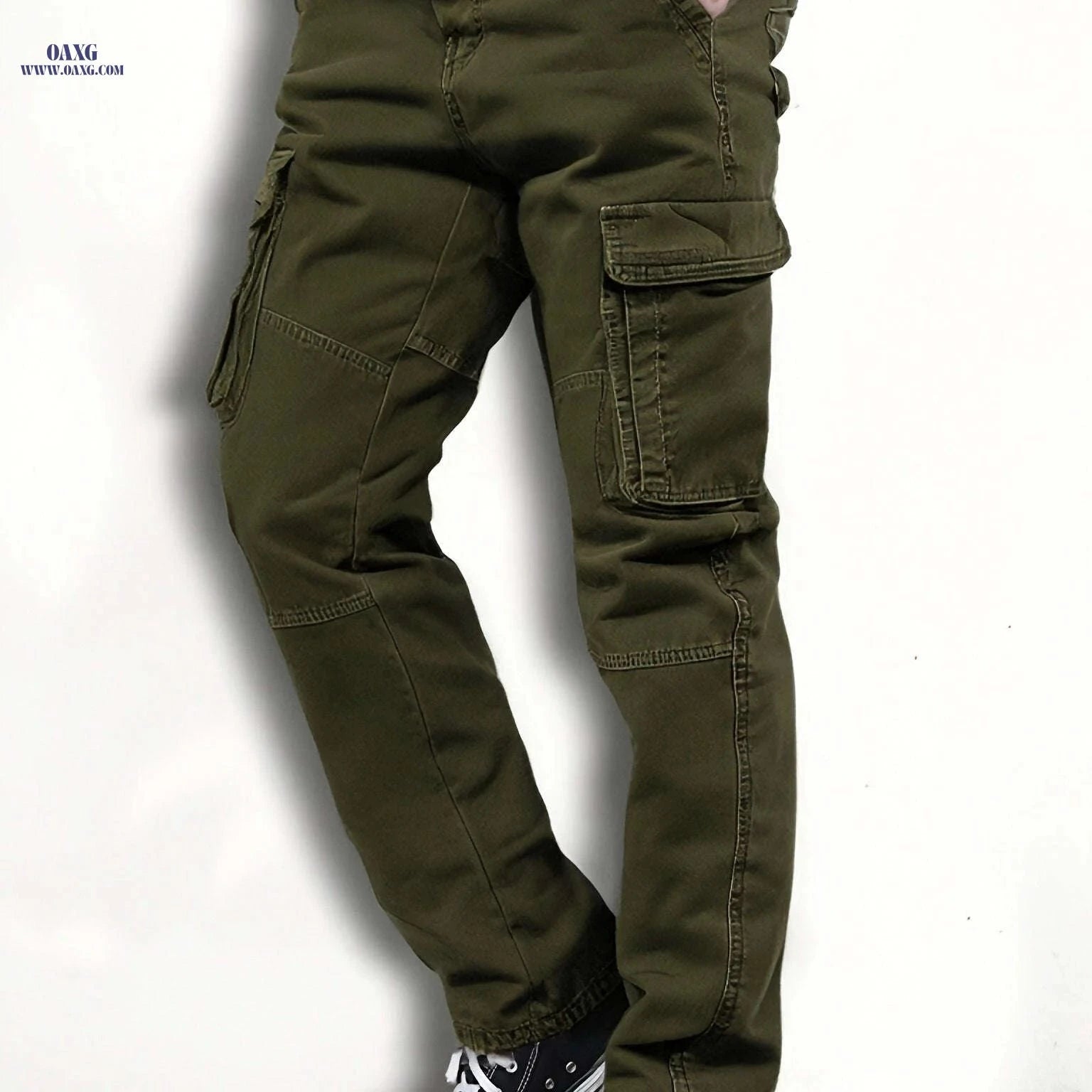 Men's Cargo Trousers - Cotton, Regular Fit, All-Season Style   OAXG 