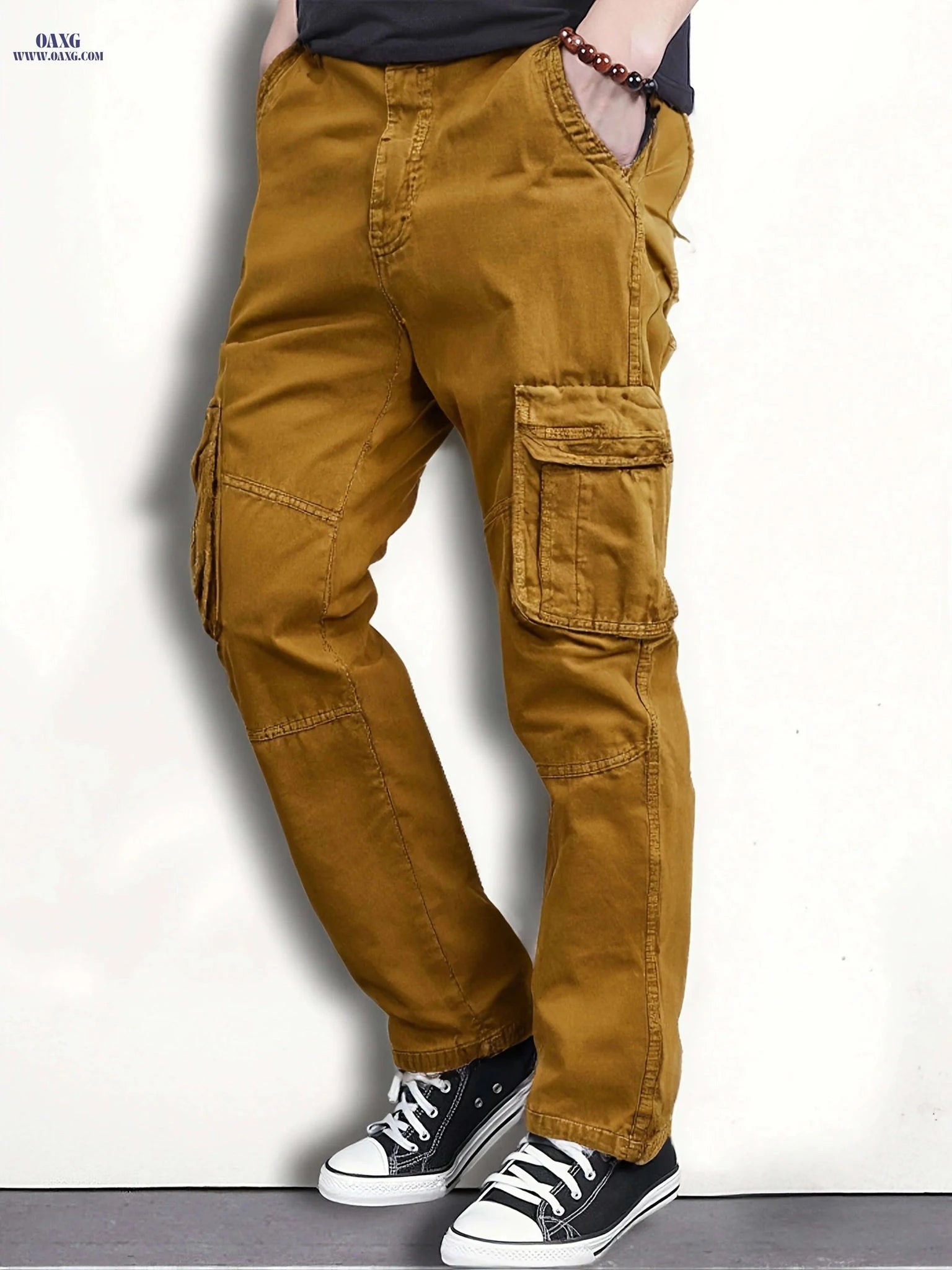 Men's Cargo Trousers - Cotton, Regular Fit, All-Season Style   OAXG 