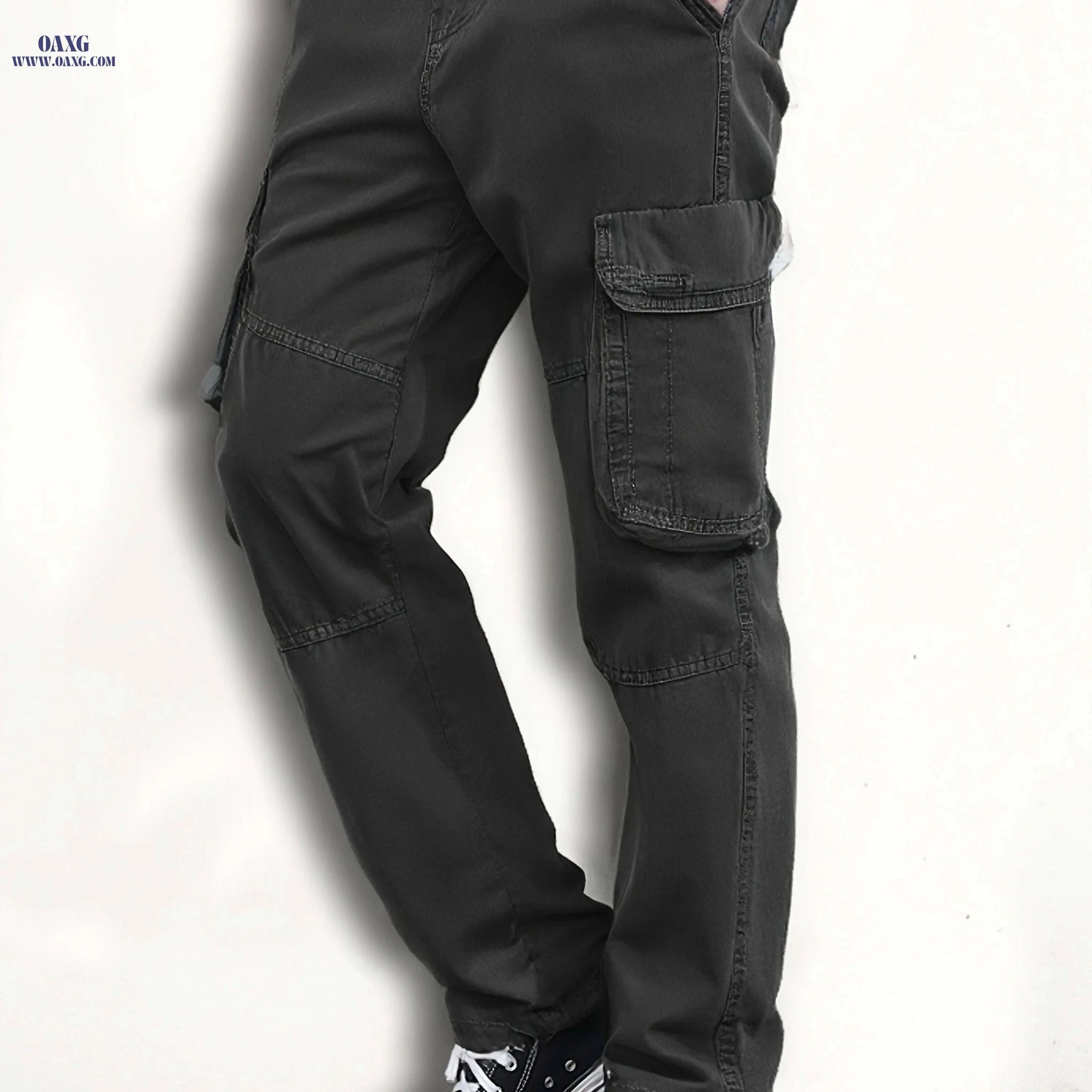 Men's Cargo Trousers - Cotton, Regular Fit, All-Season Style   OAXG 
