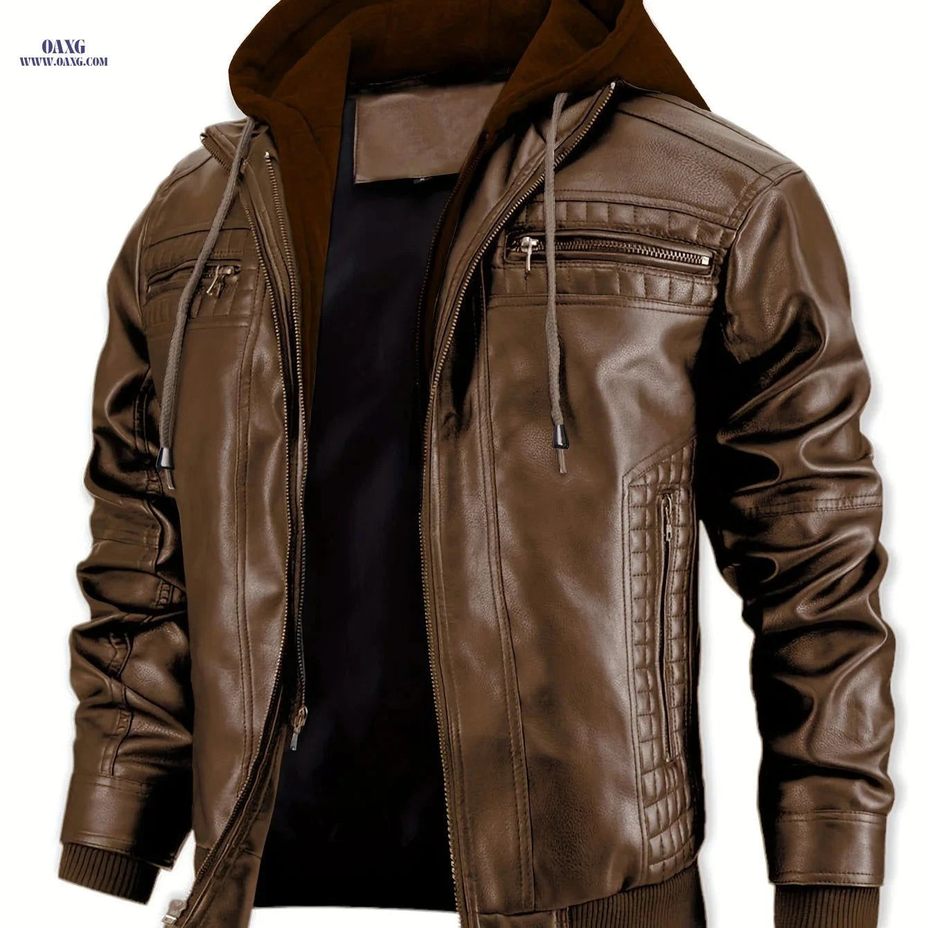 Men's Casual 2-in-1 Jacket - Stylish Bomber & Biker with Pockets   OAXG 