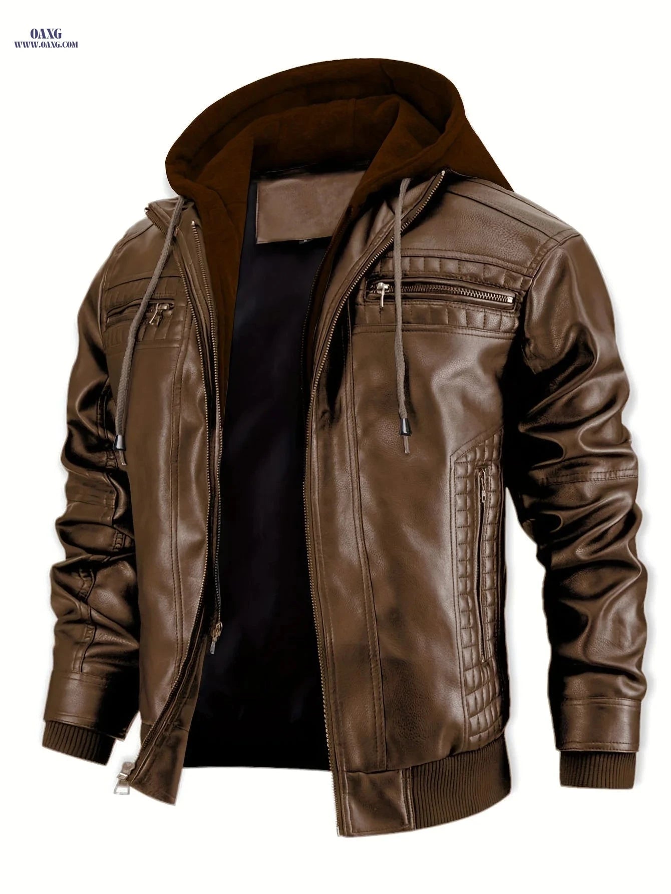 Men's Casual 2-in-1 Jacket - Stylish Bomber & Biker with Pockets   OAXG Black / FR S