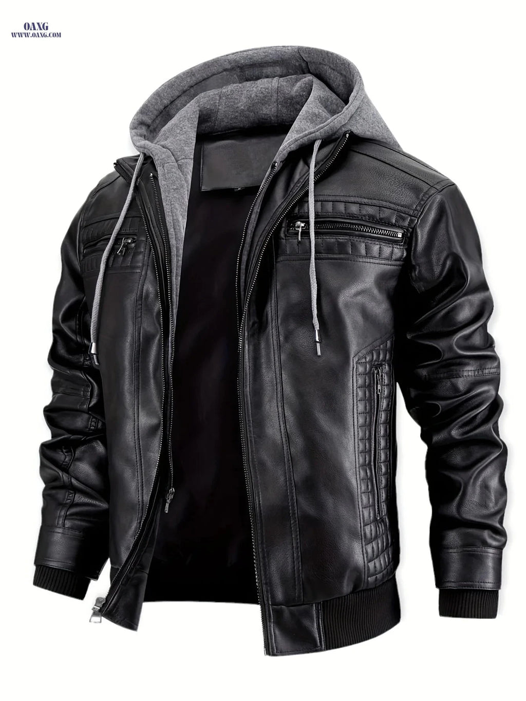 Men's Casual 2-in-1 Jacket - Stylish Bomber & Biker with Pockets   OAXG 