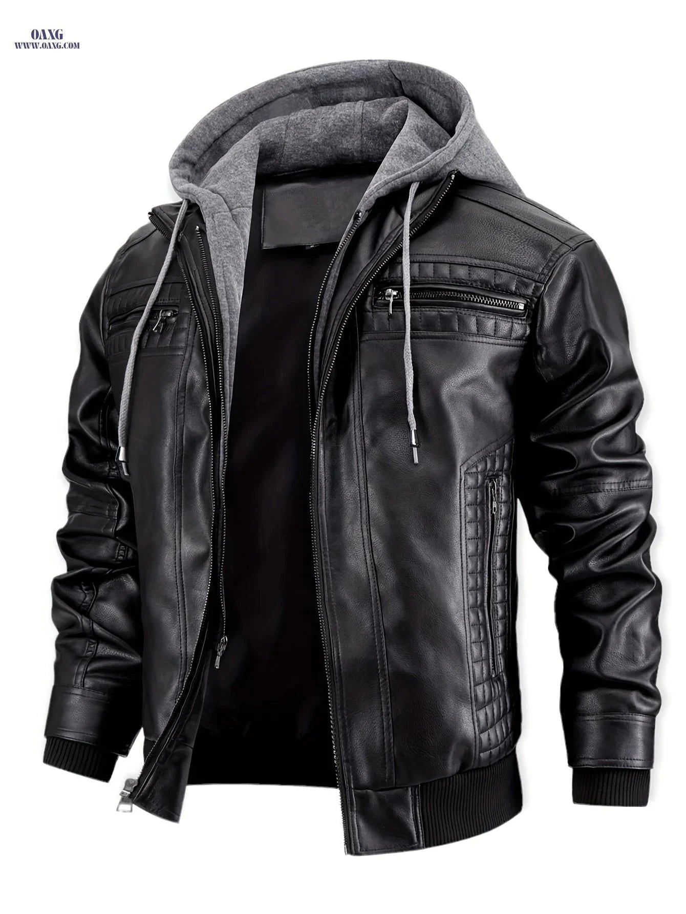 Men's Casual 2-in-1 Jacket - Stylish Bomber & Biker with Pockets   OAXG 
