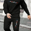 Men’s Casual 2-Piece Print Suit - Sweatshirt & Long Pants Set   OAXG Black / FR S