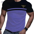 Men's Casual 3D Print T-Shirt - Comfortable Polyester Short Sleeve   OAXG Violet Blue / S