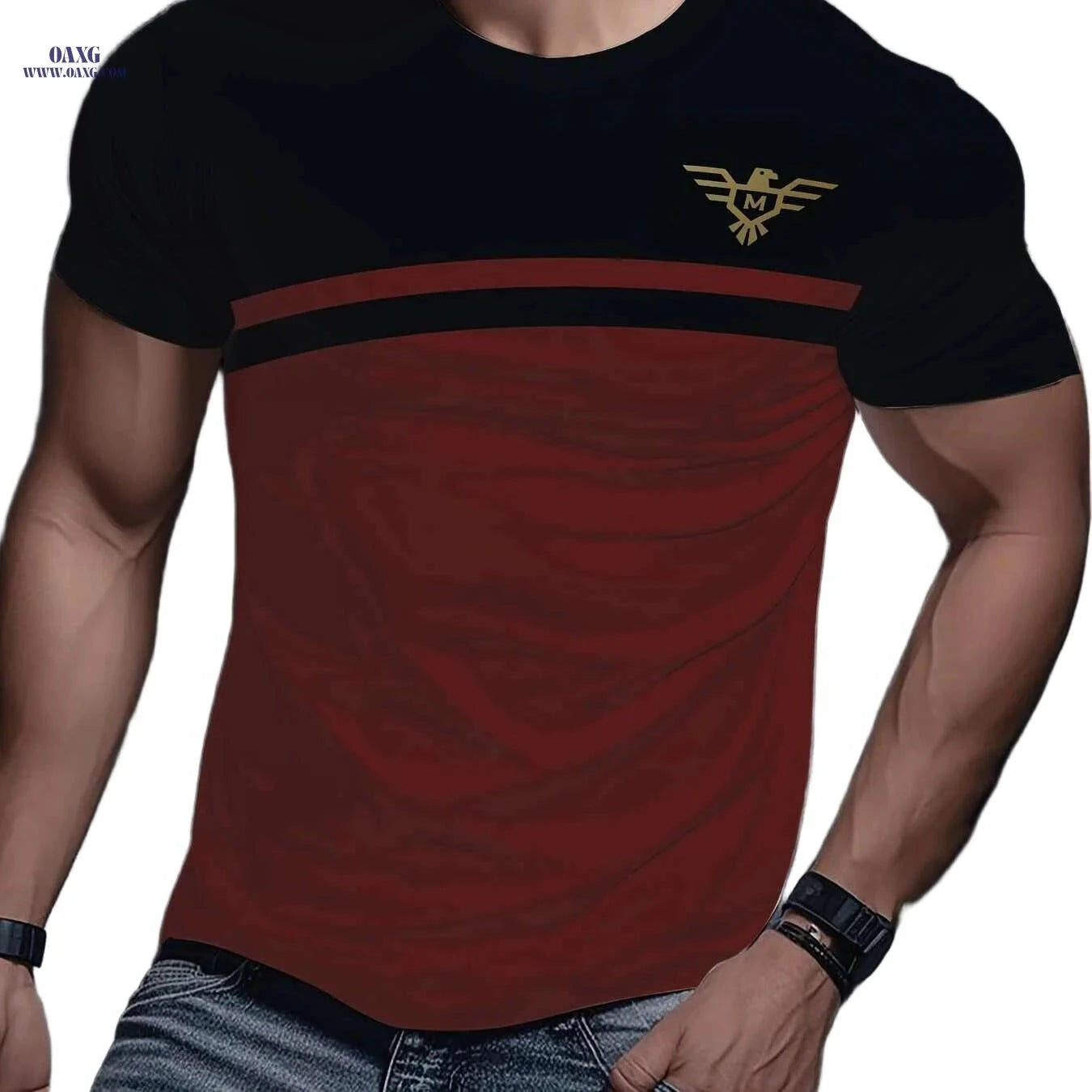 Men's Casual 3D Print T-Shirt - Comfortable Polyester Short Sleeve   OAXG Violet Blue / S