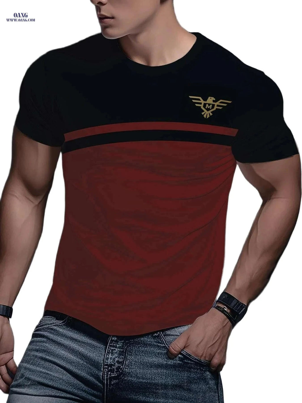 Men's Casual 3D Print T-Shirt - Comfortable Polyester Short Sleeve   OAXG Violet Blue / S
