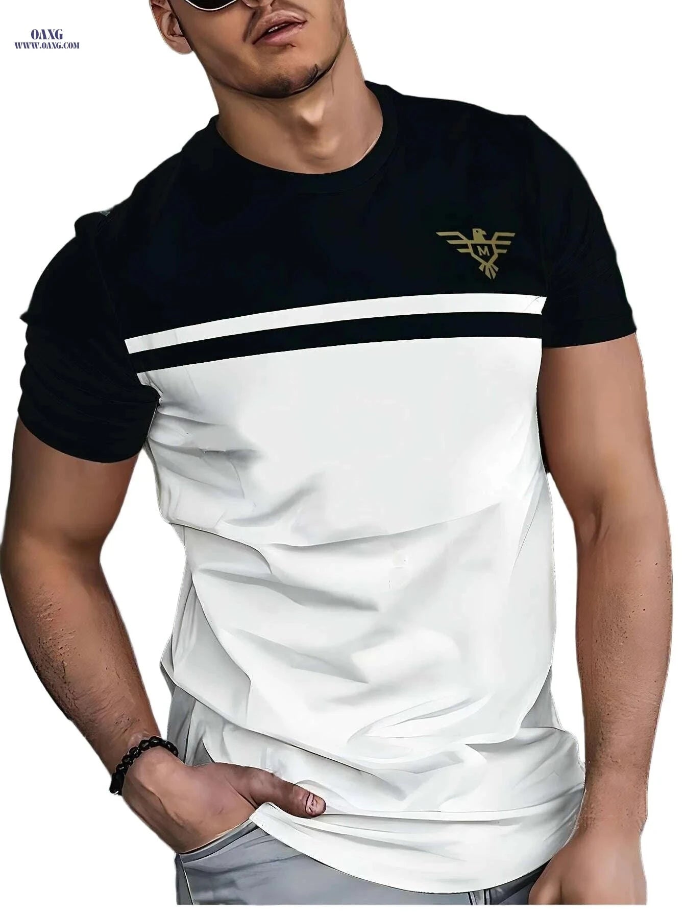 Men's Casual 3D Print T-Shirt - Comfortable Polyester Short Sleeve   OAXG Violet Blue / S