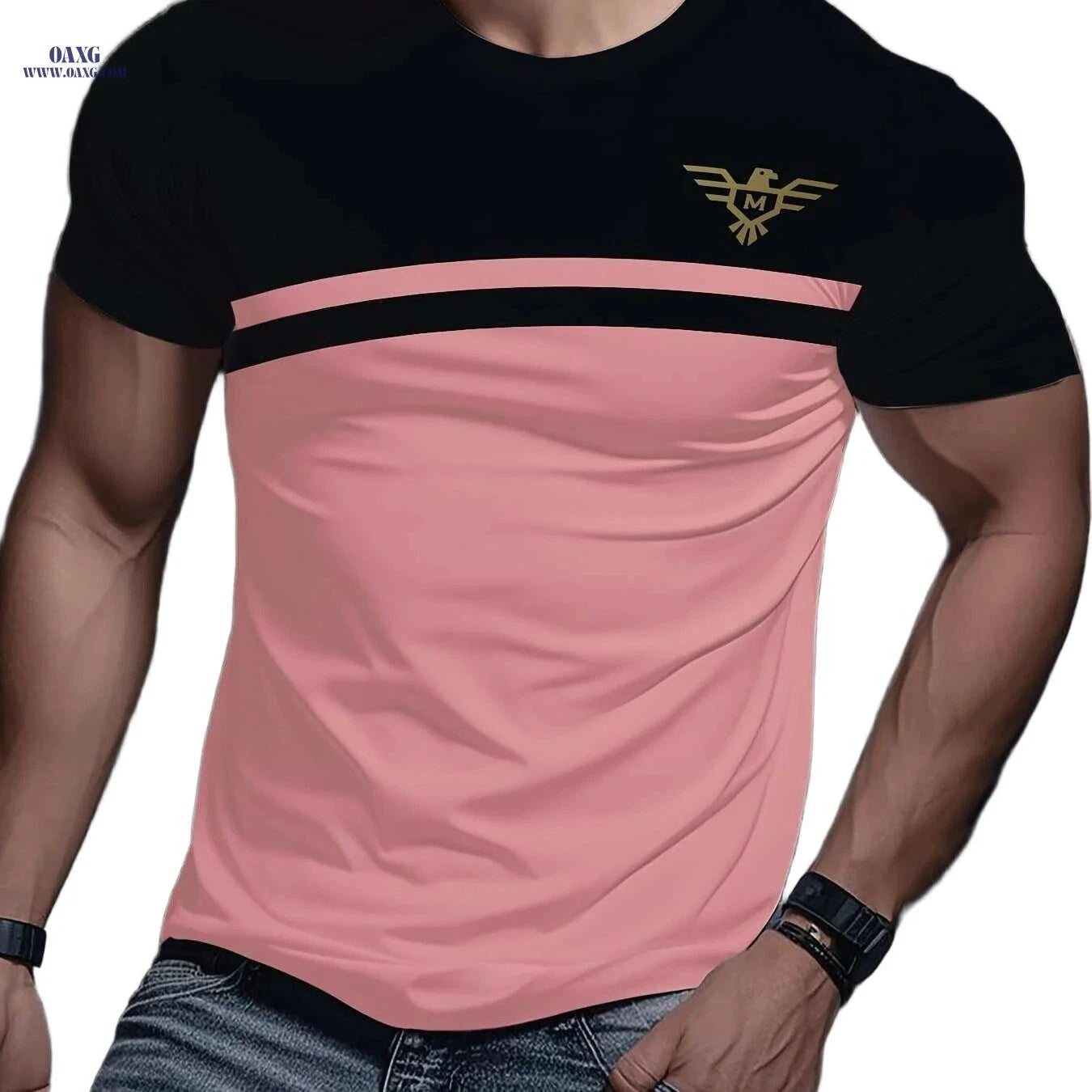 Men's Casual 3D Print T-Shirt - Comfortable Polyester Short Sleeve   OAXG Violet Blue / S