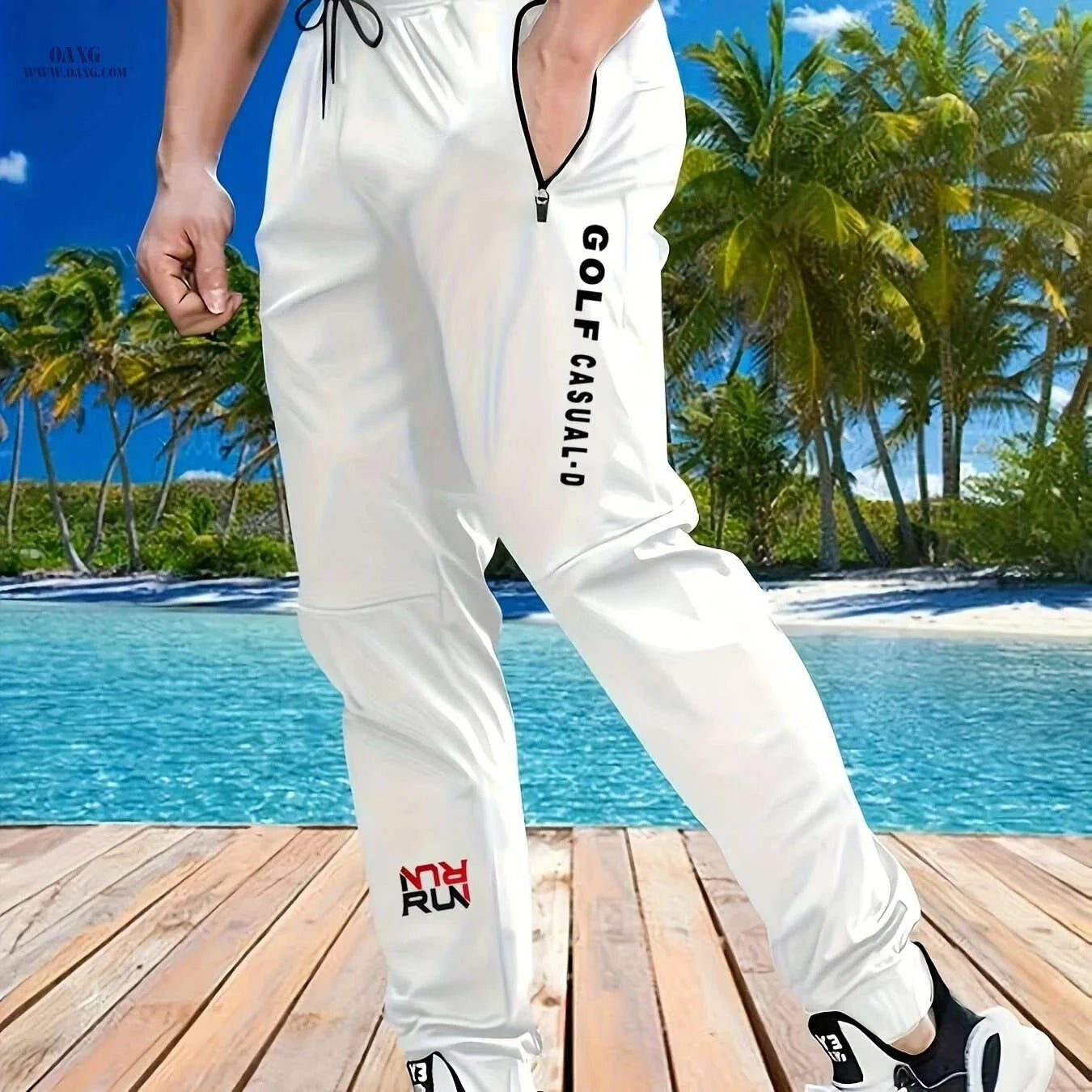 Men’s Casual Athletic Joggers - Loose Fit with Zipper Detail   OAXG 