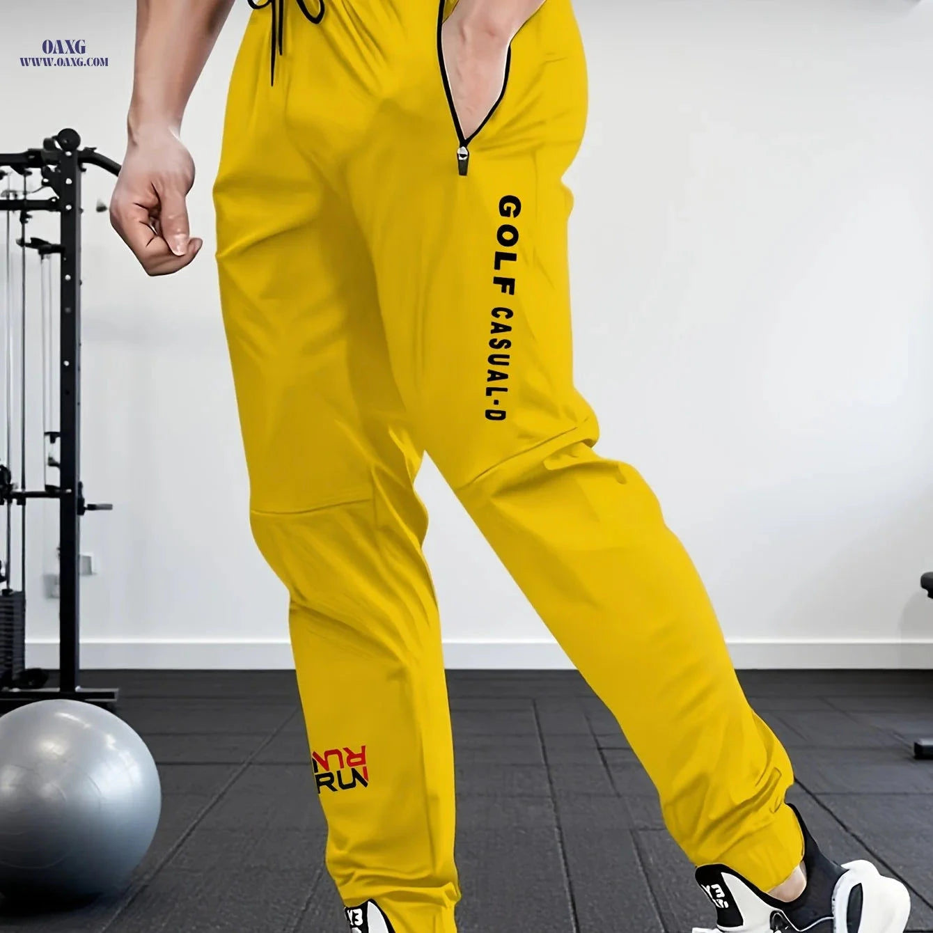 Men's Casual Athletic Joggers - Loose Fit & Zipper Detail for Sports   OAXG 