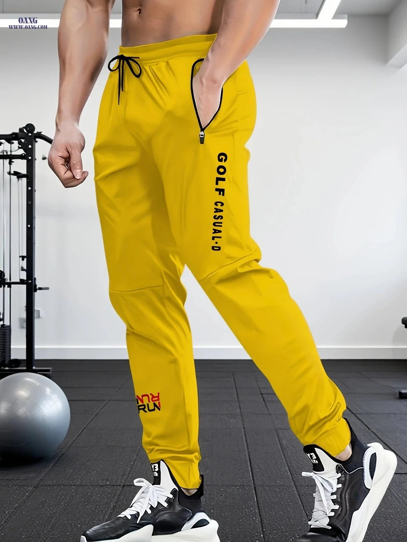 Men's Casual Athletic Joggers - Loose Fit & Zipper Detail for Sports   OAXG 