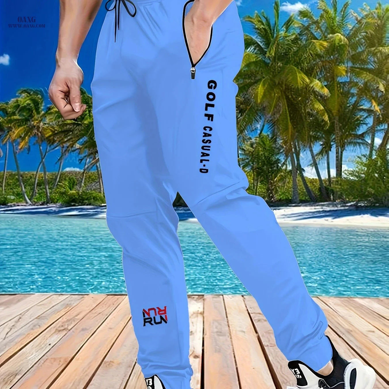 Men's Casual Athletic Joggers - Loose Fit & Zipper Detail for Sports   OAXG 