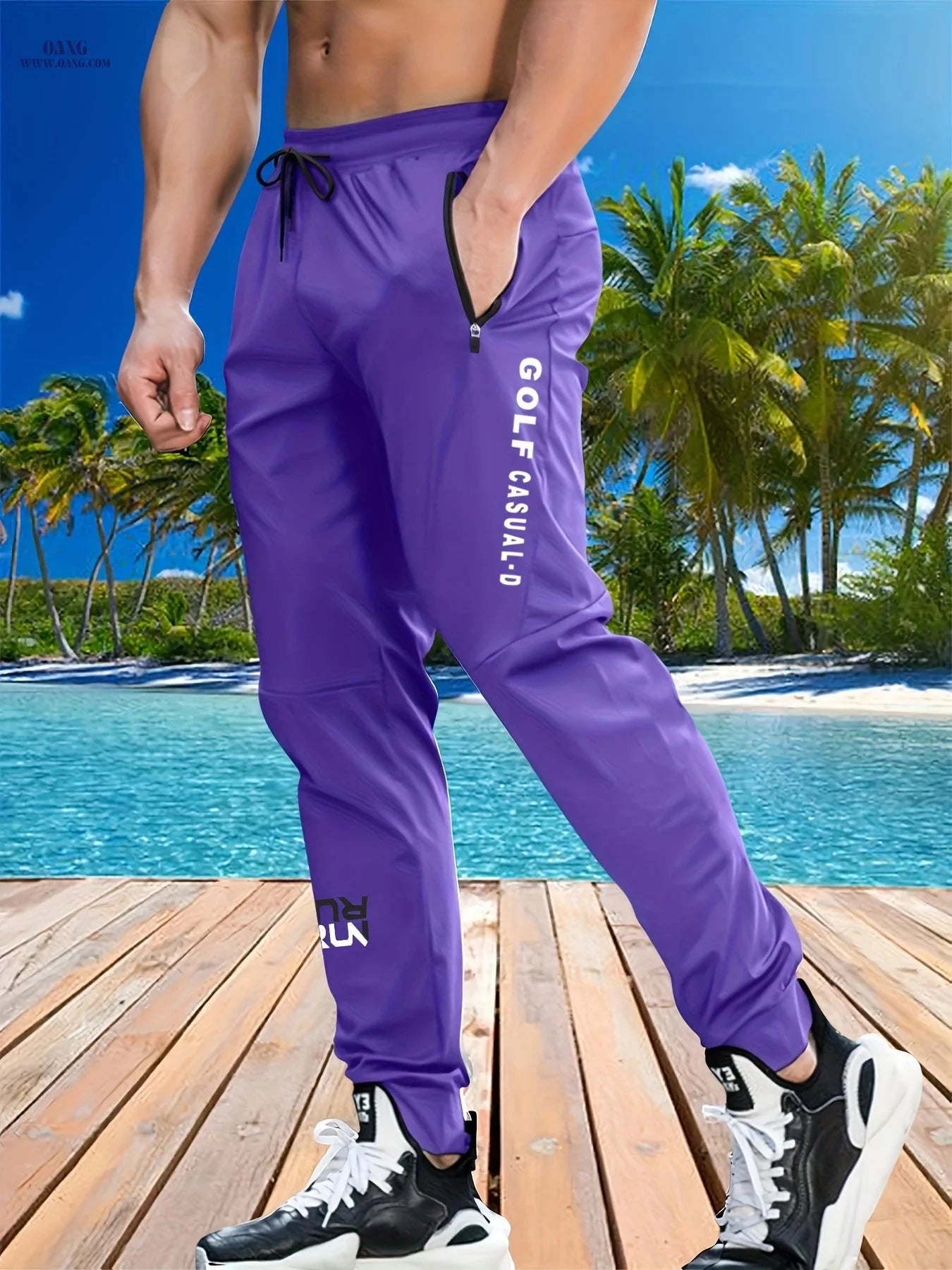 Men's Casual Athletic Joggers - Loose Fit & Zipper Detail for Sports   OAXG 