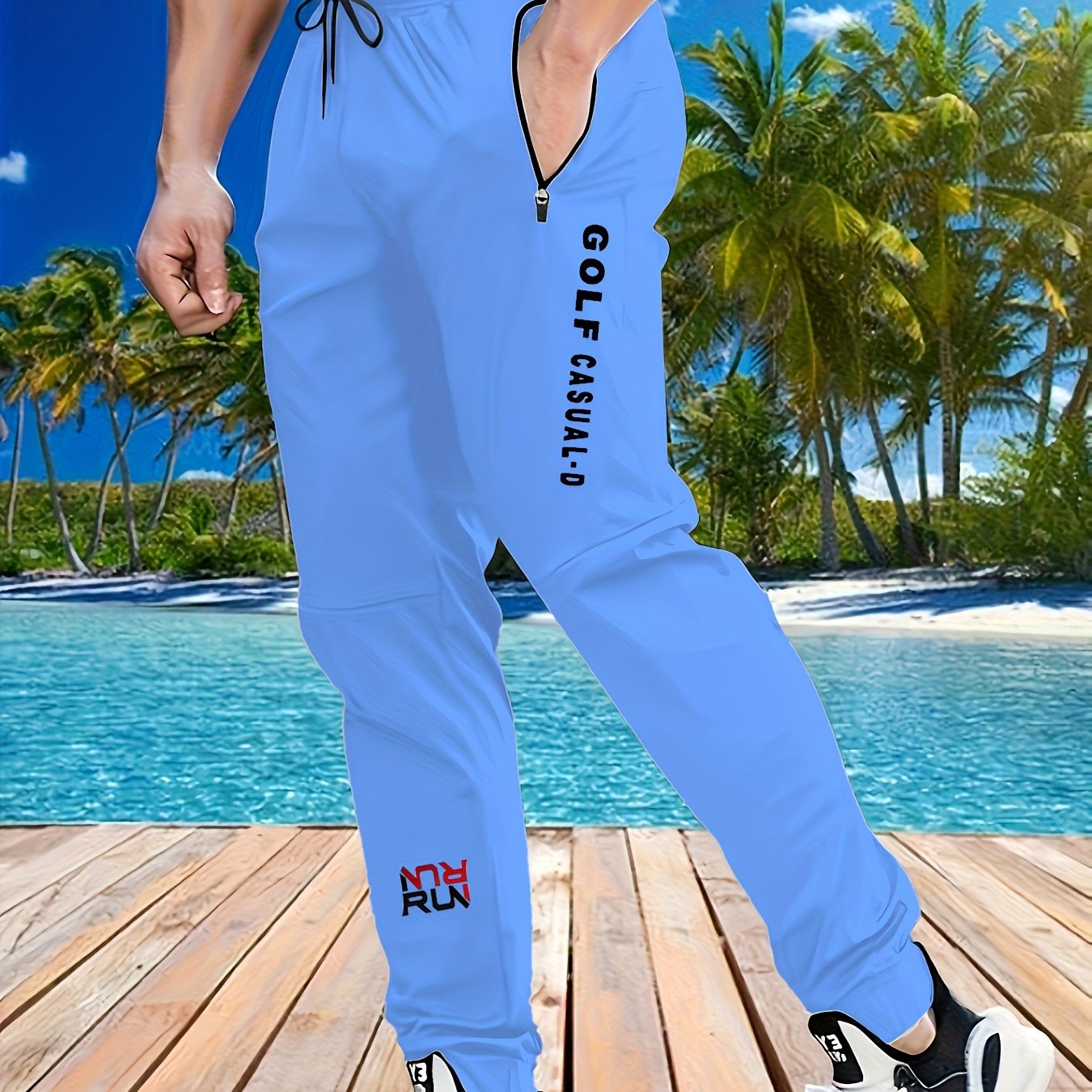 Men's Casual Athletic Joggers - Loose Fit & Zipper Detail for Sports   OAXG 