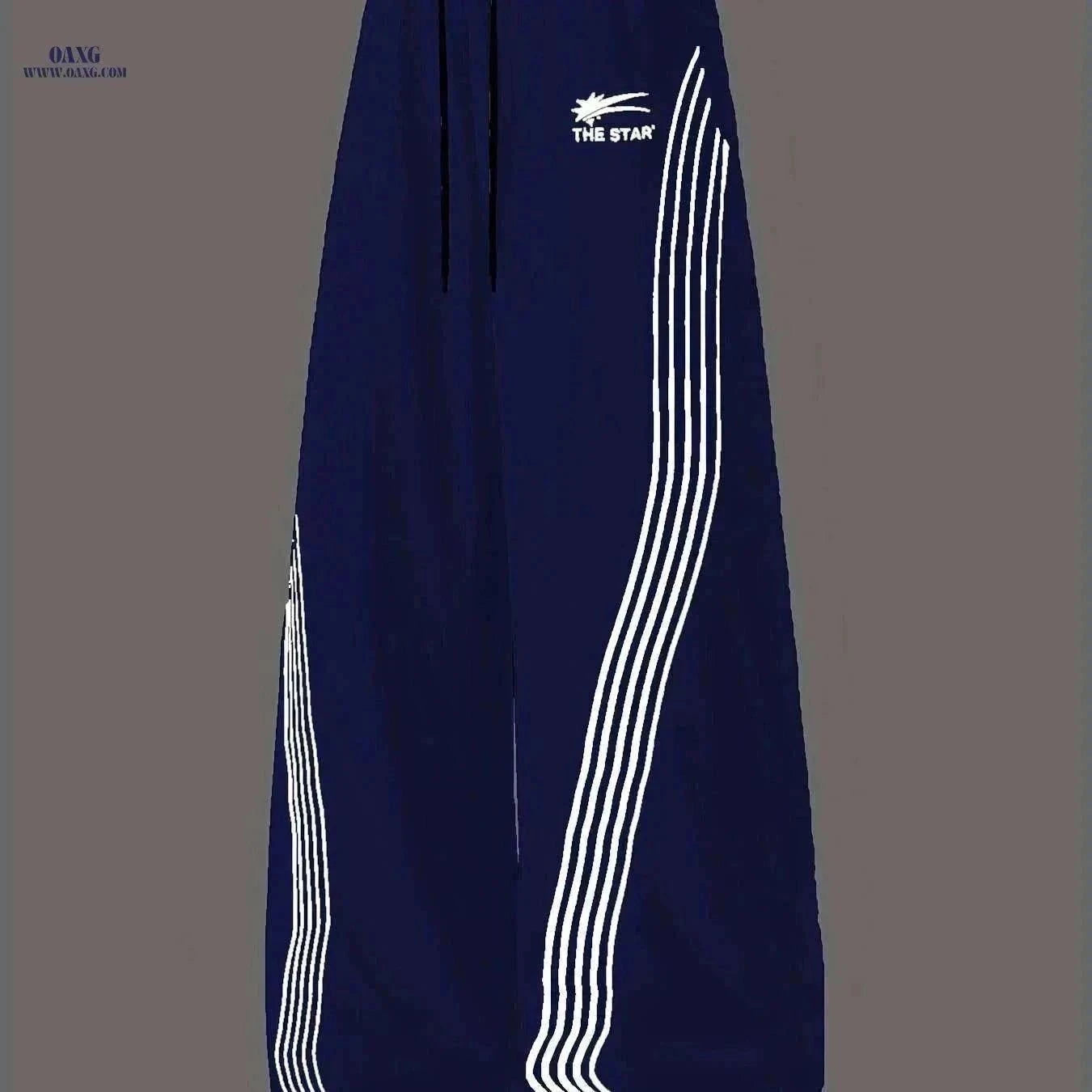 Men's Casual Athletic Joggers - "THE STAR" Print, Loose Fit, Side Pockets   OAXG Blue / XS